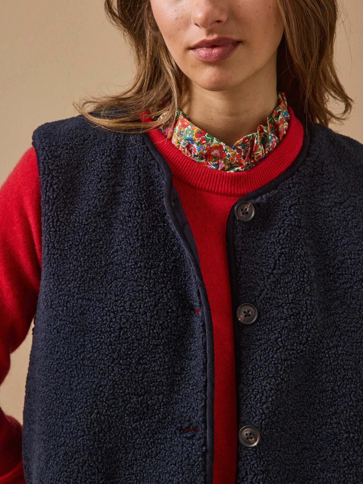 Veste sans manches en sherpa femme