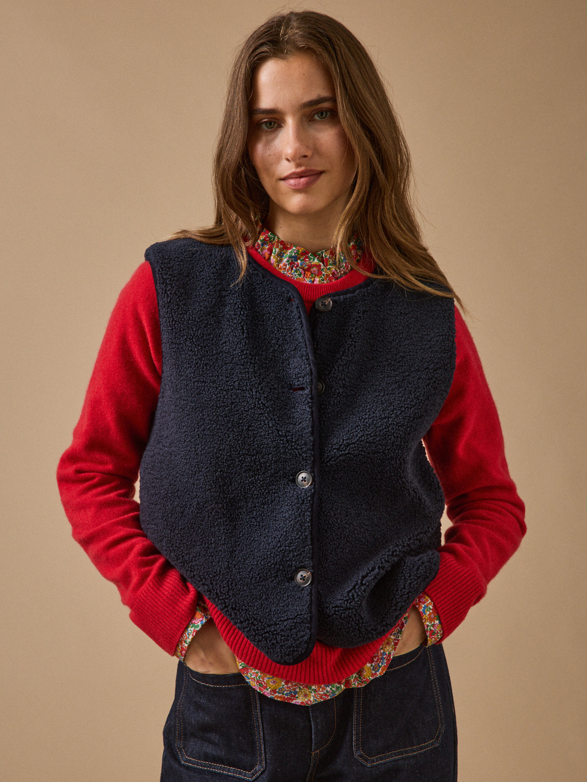 Veste sans manches en sherpa femme