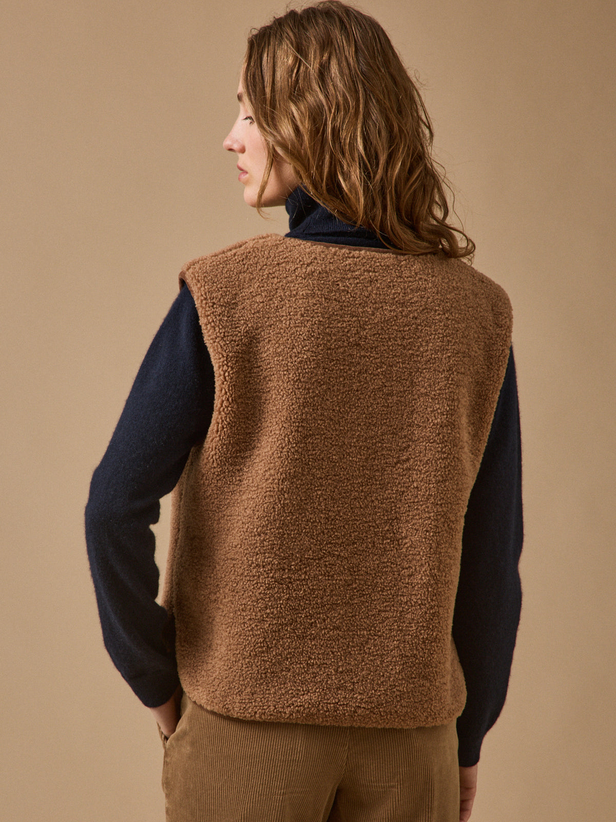Veste sans manches en sherpa femme