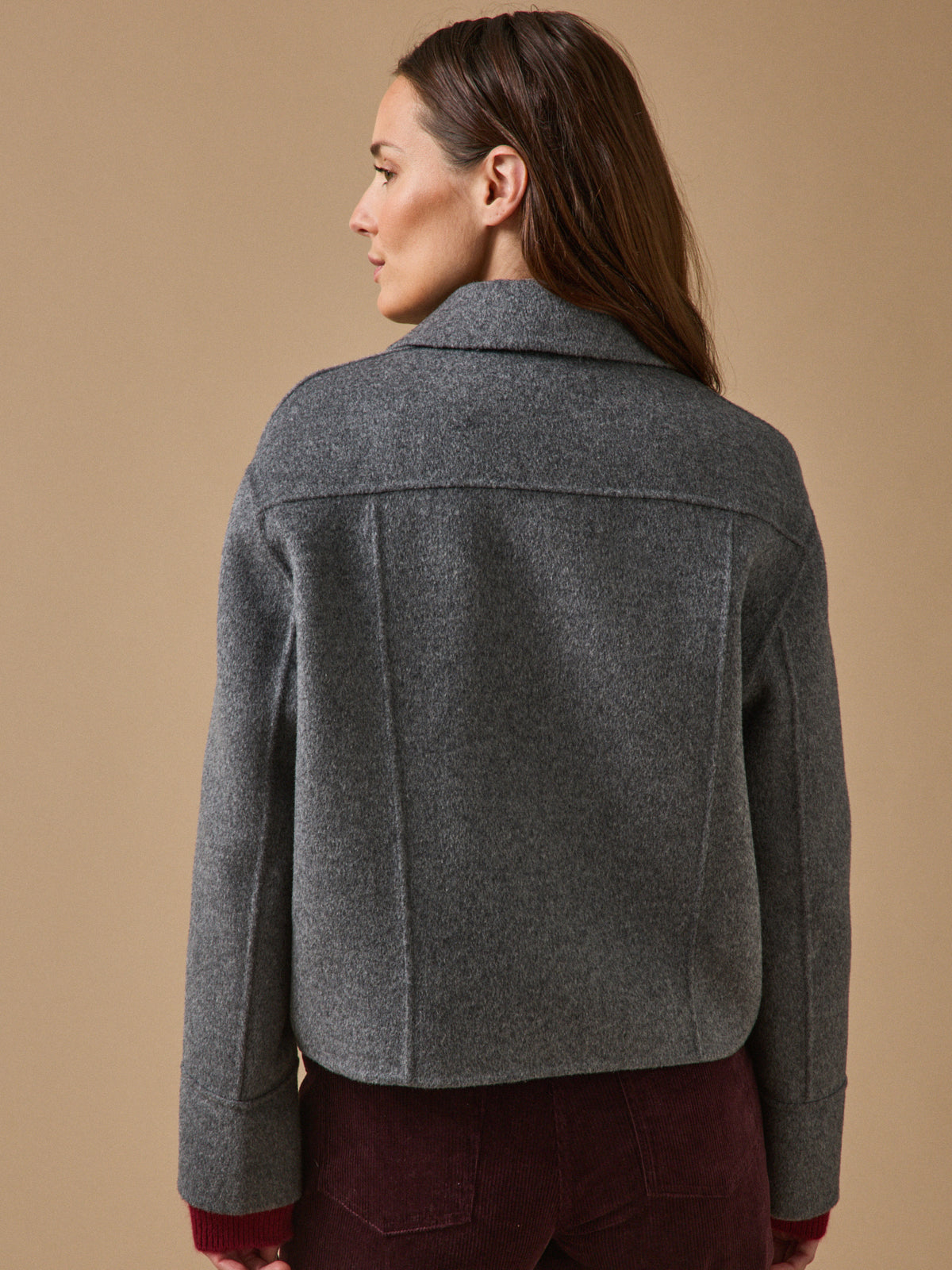 Veste boutonnée lainage double face femme