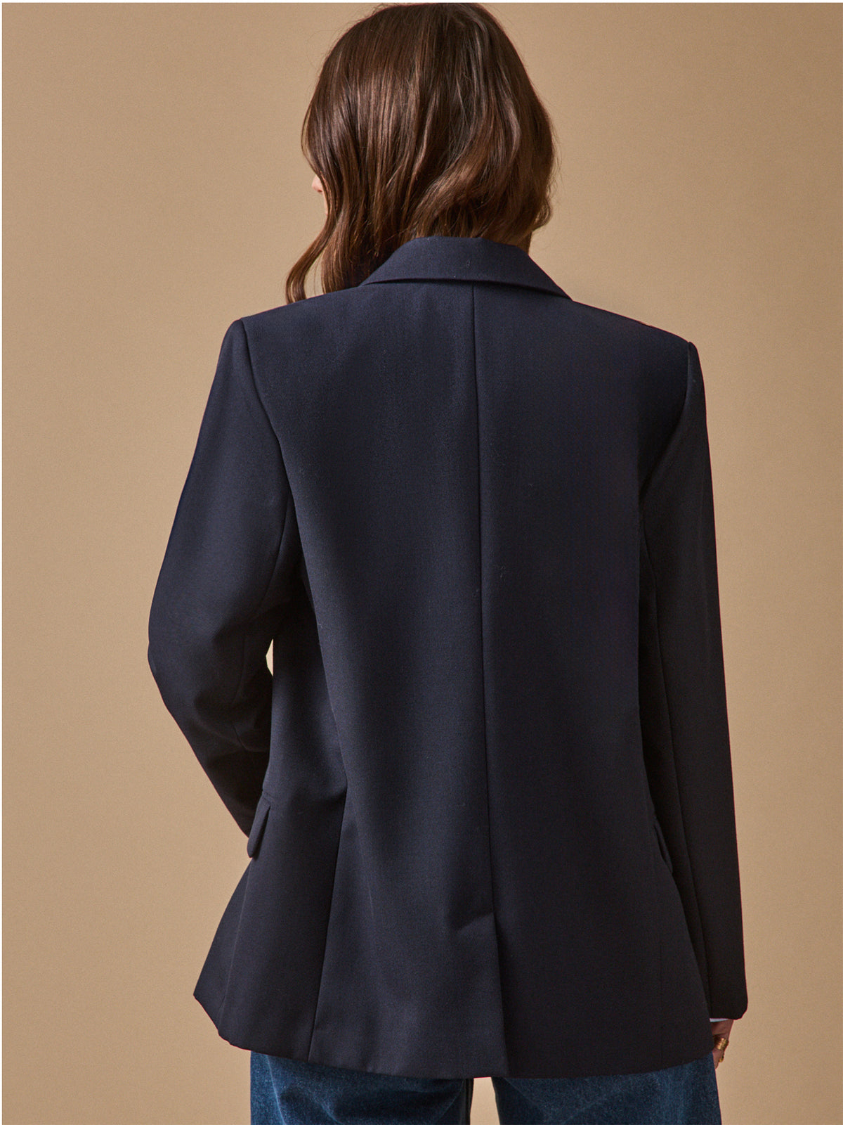 Veste blazer twill uni femme boutons dorés