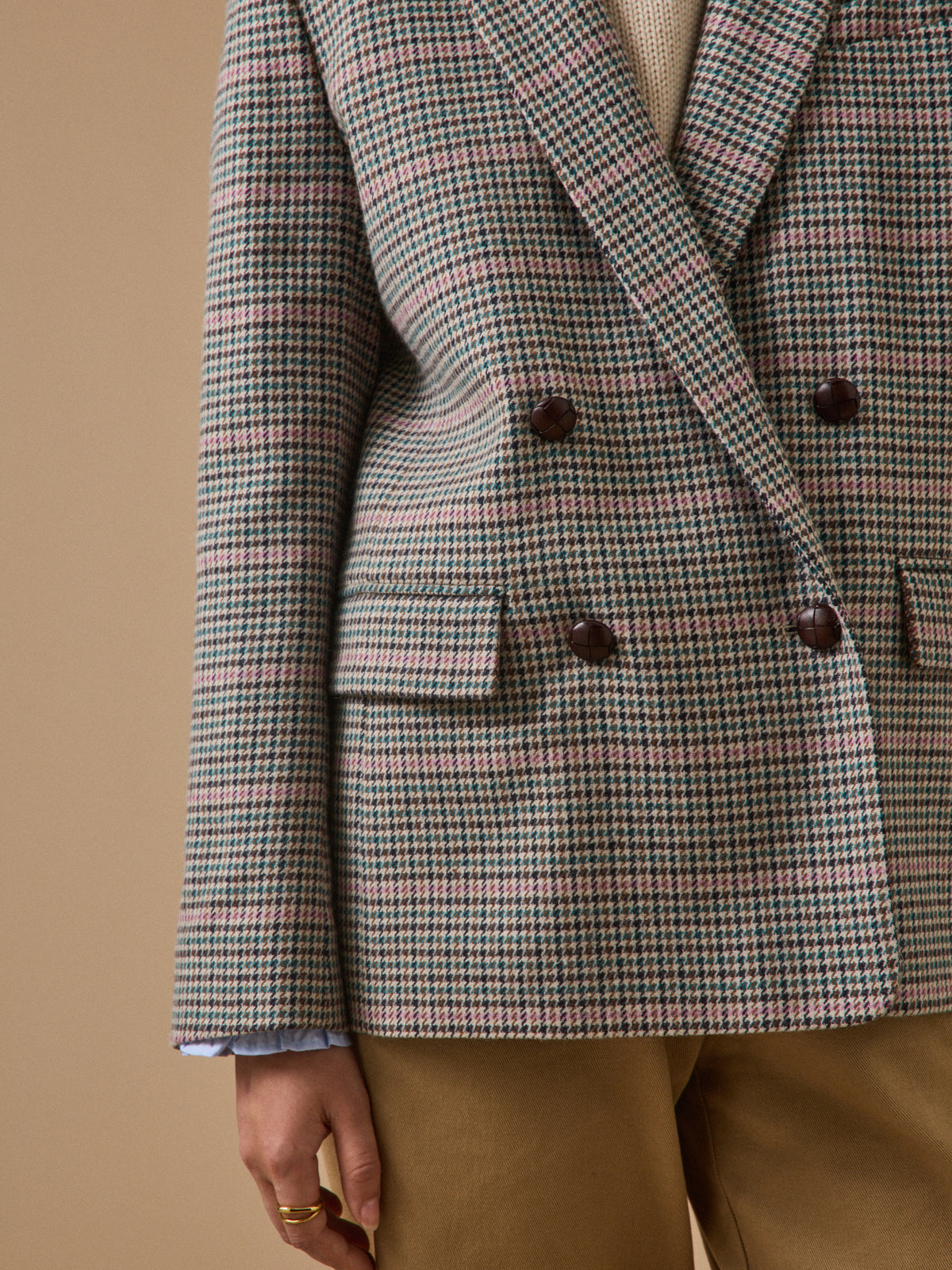 Veste blazer lainage pied-de-poule femme