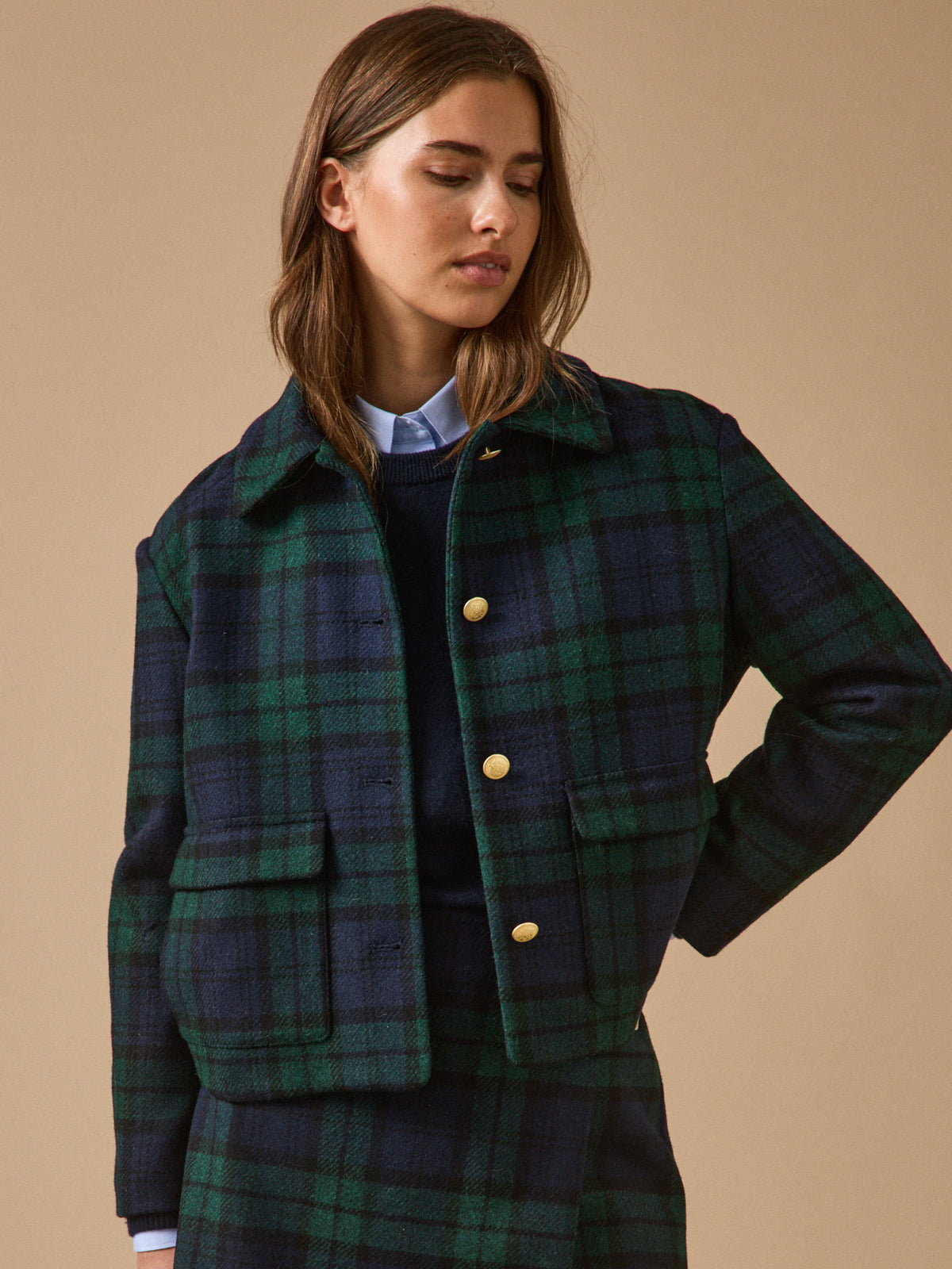 Veste tartan femme en laine