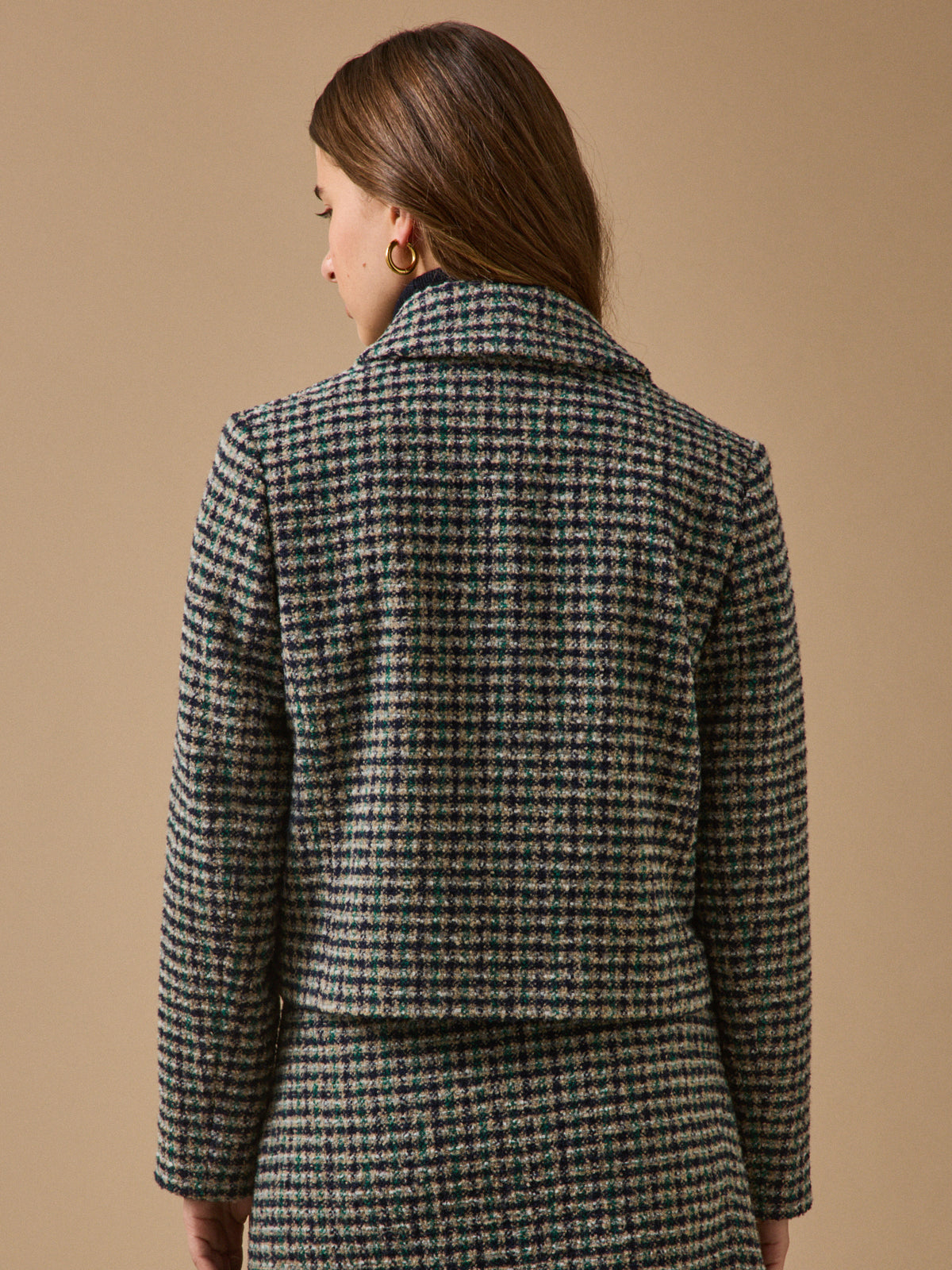 Veste tweed carreaux femme