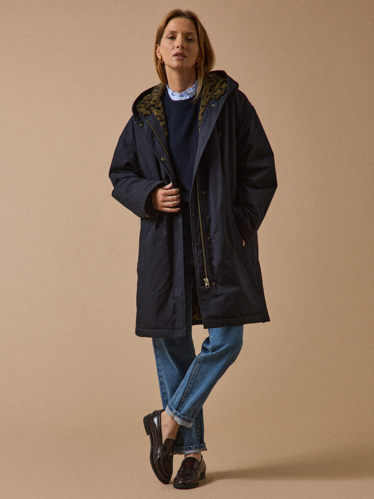 Parka mi-longue femme doublée imitation fourrure