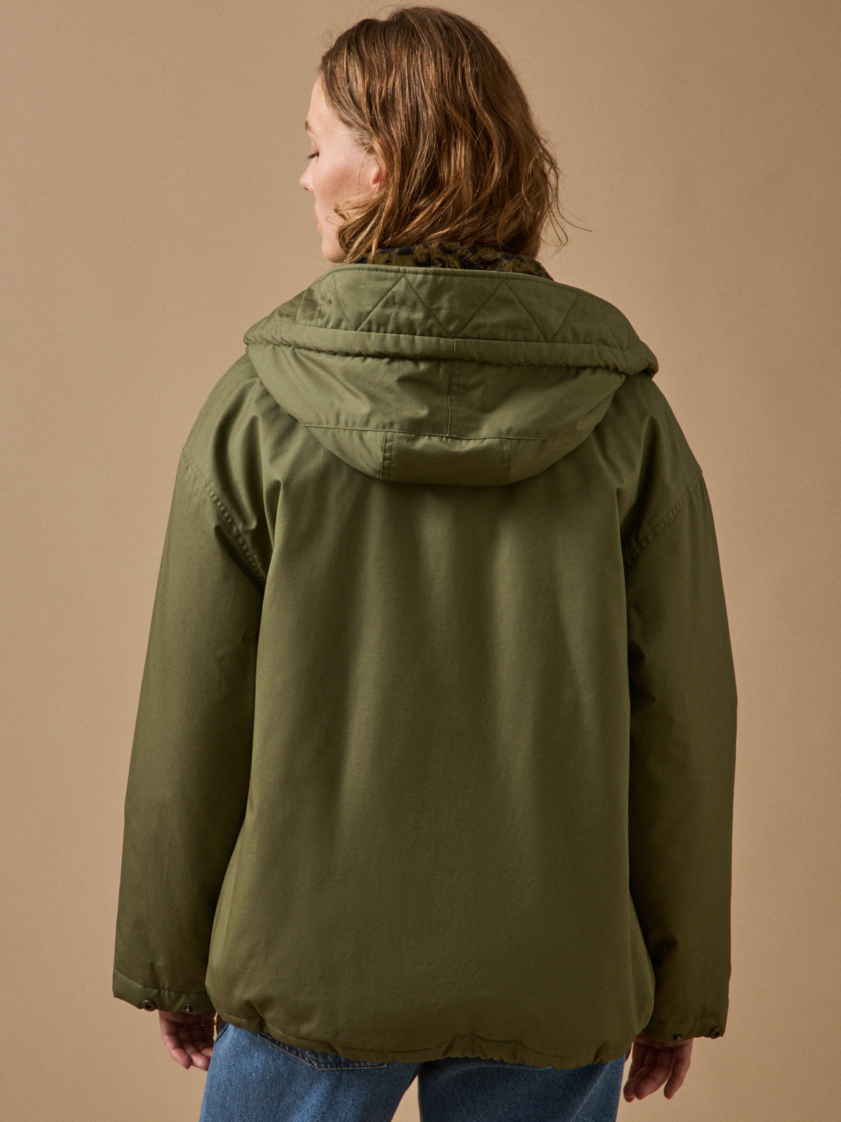 Parka courte femme doublée imitation fourrure