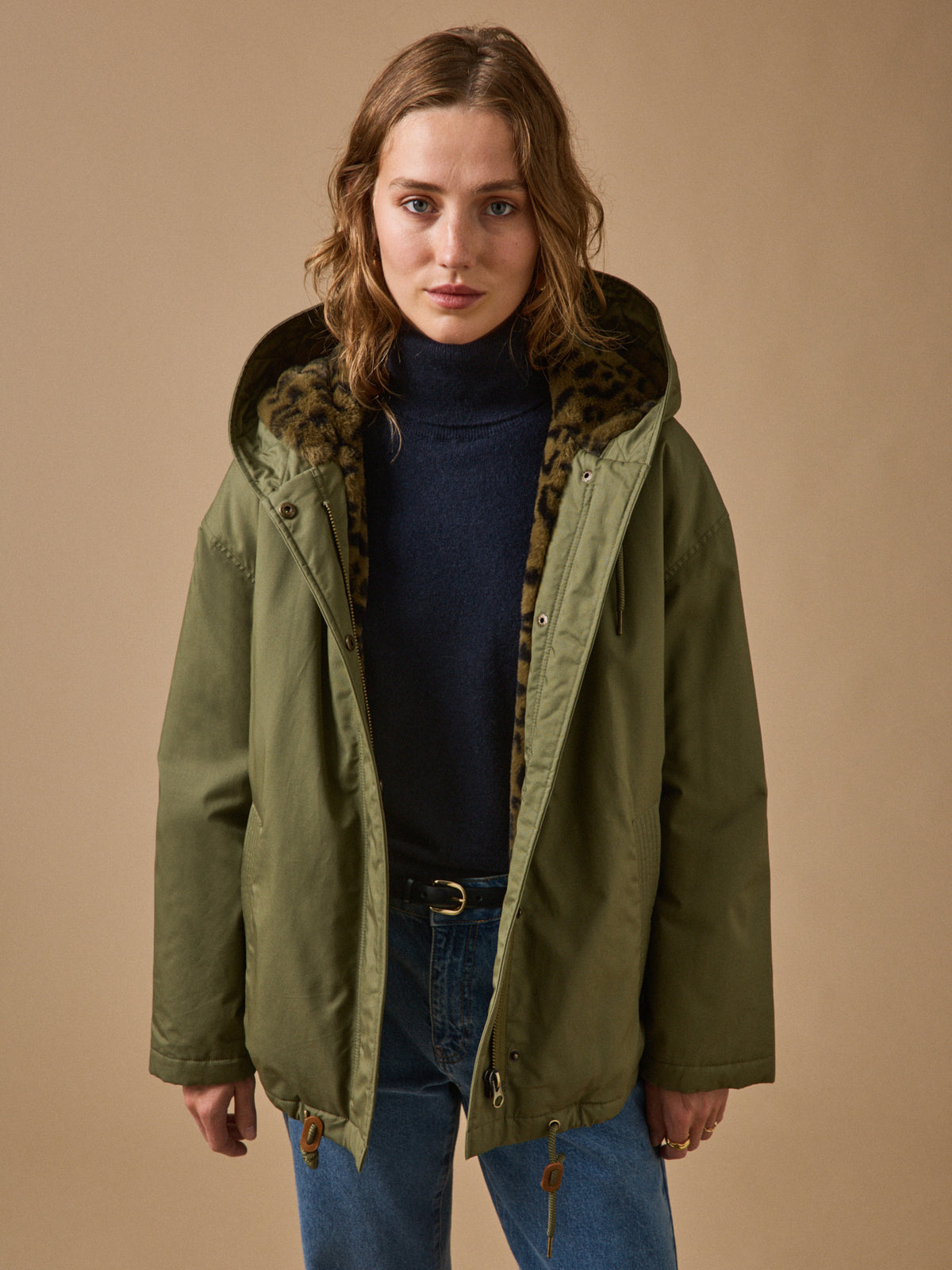 Parka courte femme doublée imitation fourrure