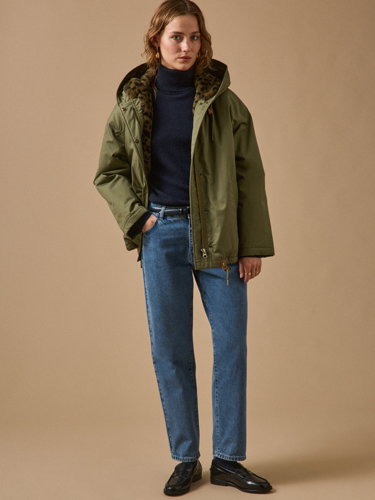 Parka courte femme doublée imitation fourrure