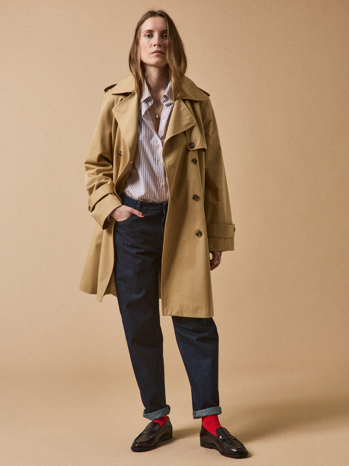 Trench long coton biologique femme