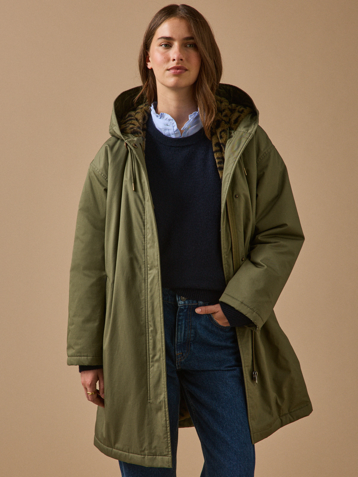 Parka mi-longue femme doublée imitation fourrure