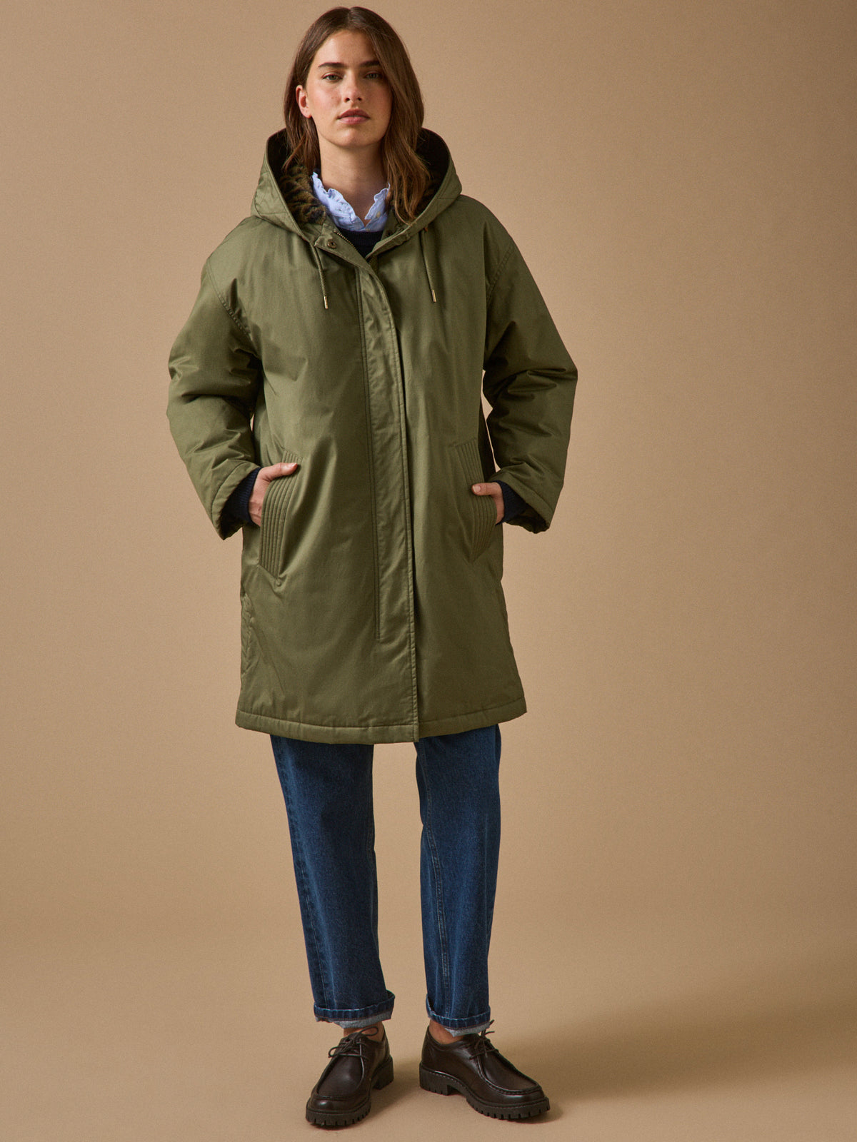 Parka mi-longue femme doublée imitation fourrure