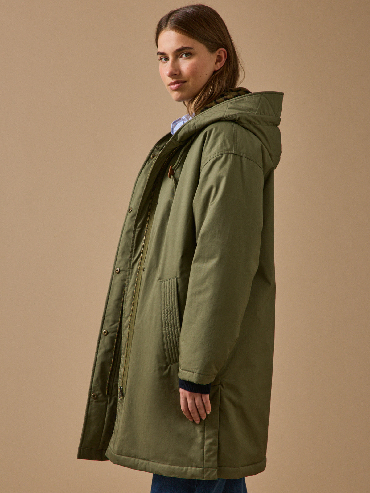 Parka mi-longue femme doublée imitation fourrure