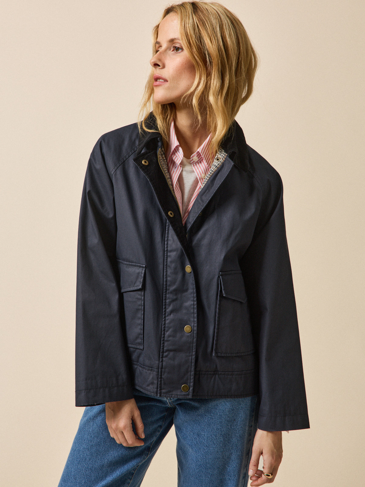 Veste coton enduit femme