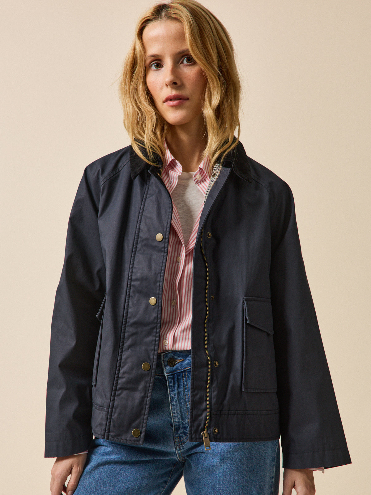 Veste coton enduit femme