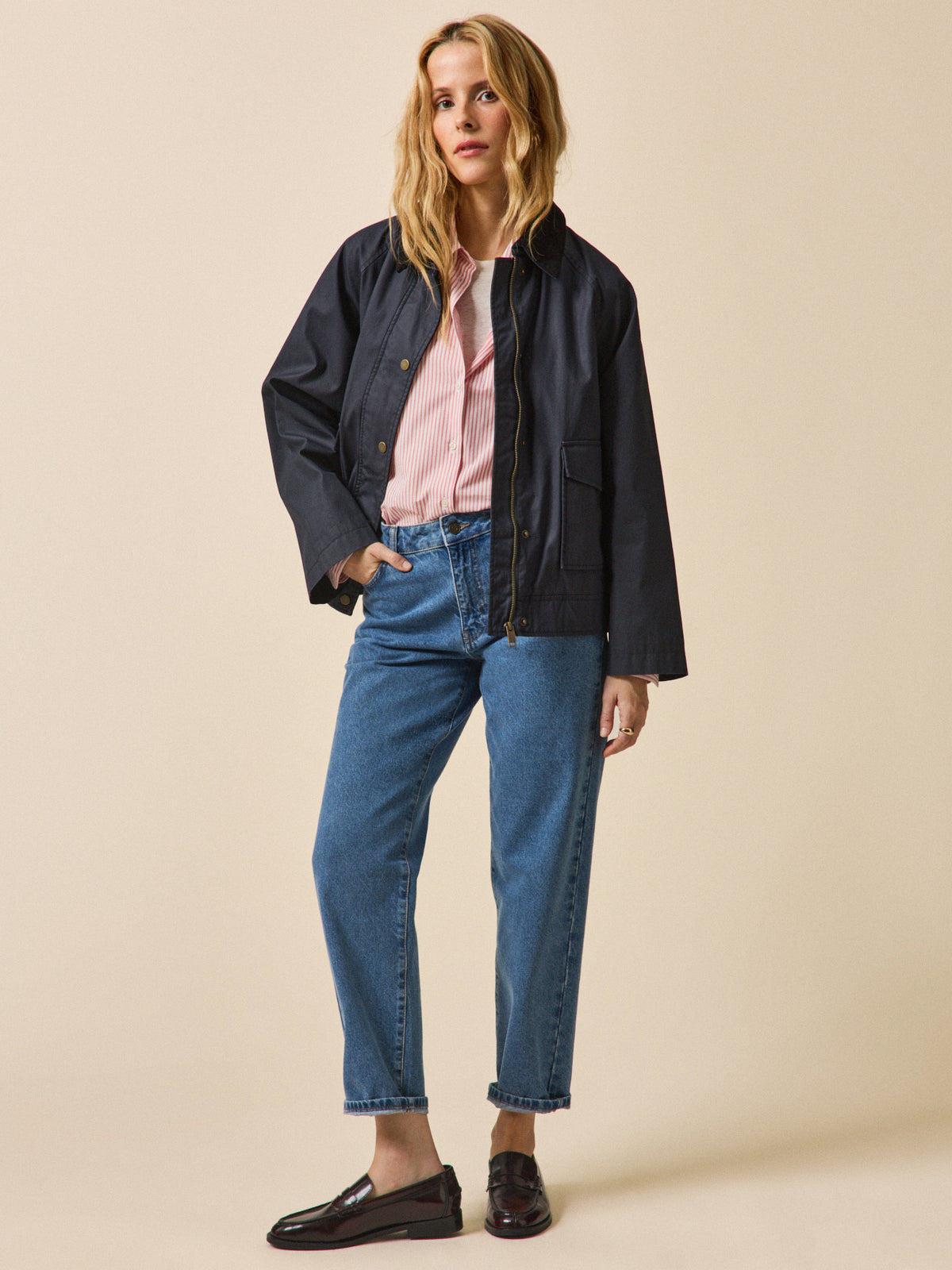 Veste coton enduit femme