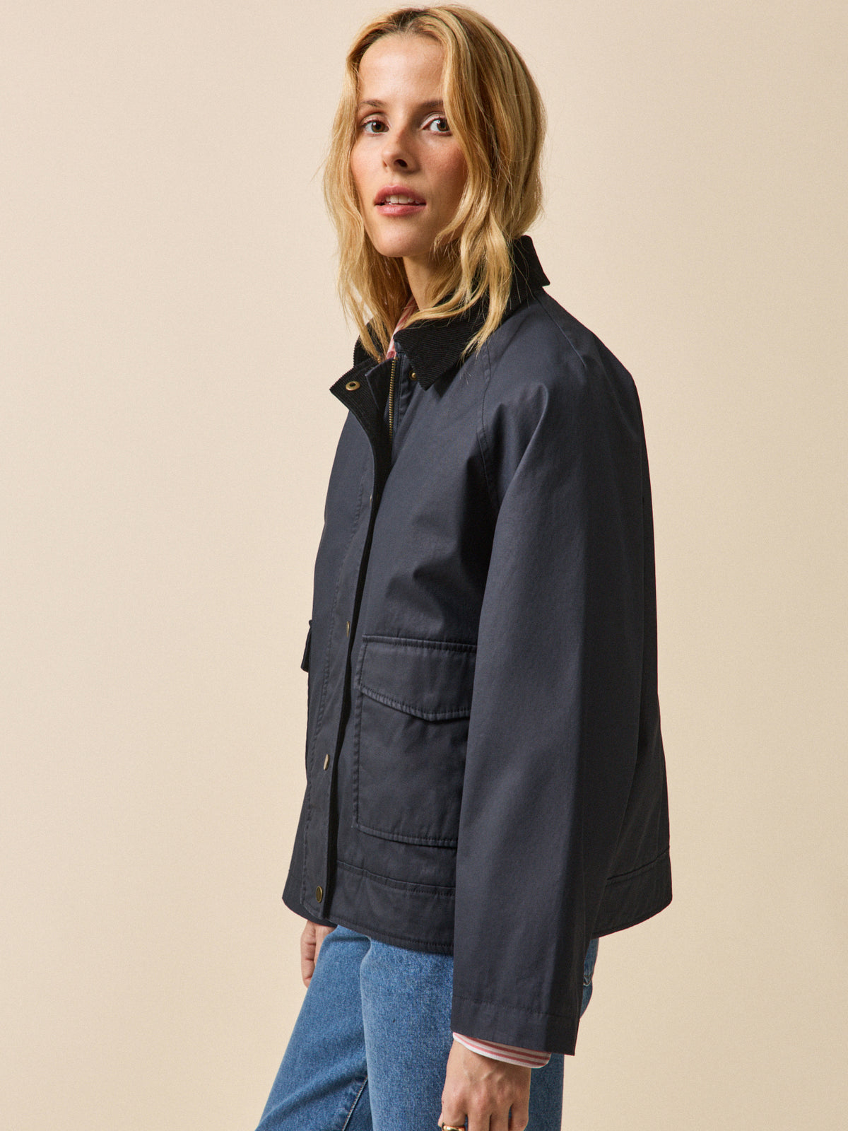 Veste coton enduit femme