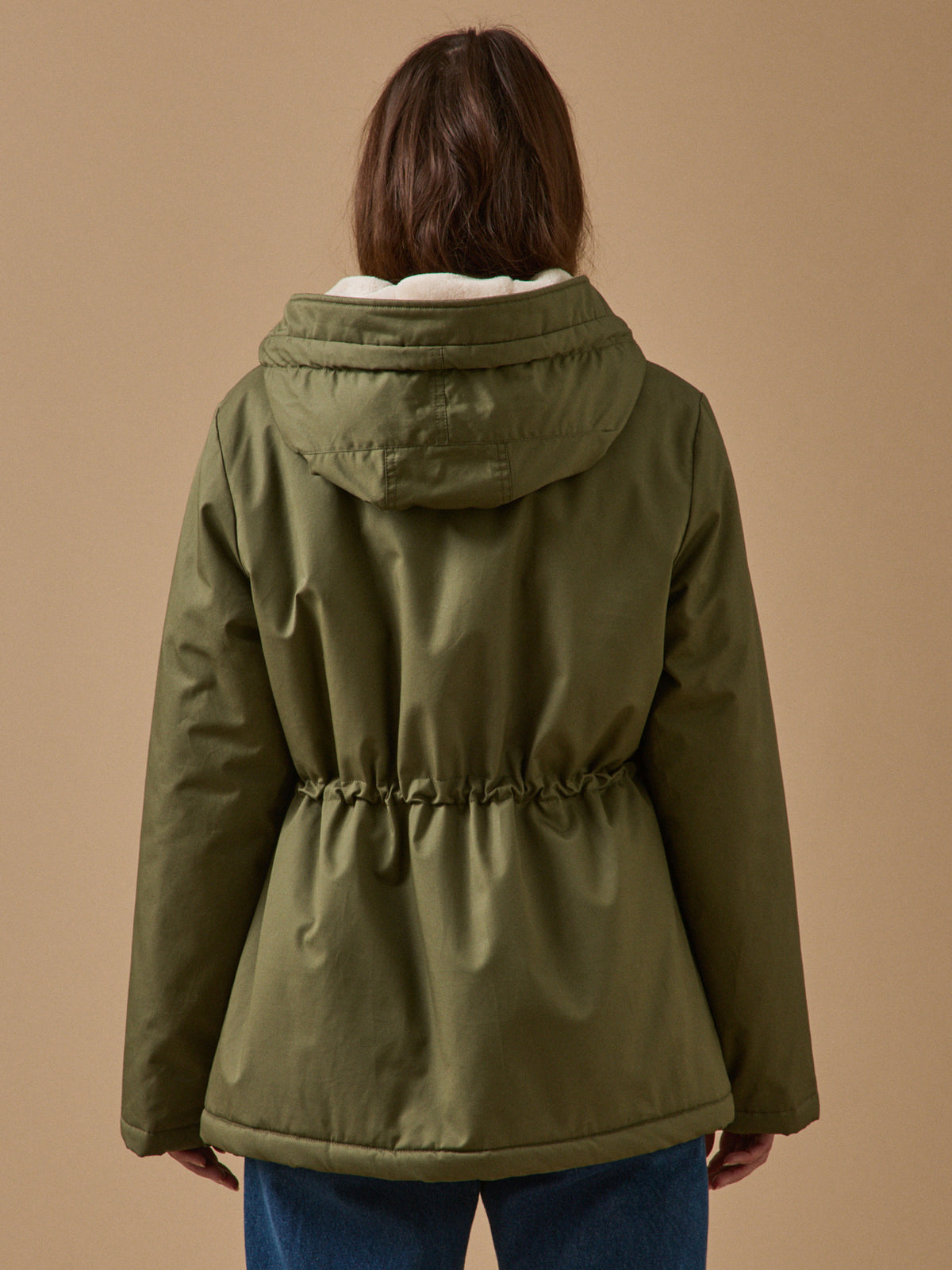Parka courte femme doublée imitation fourrure