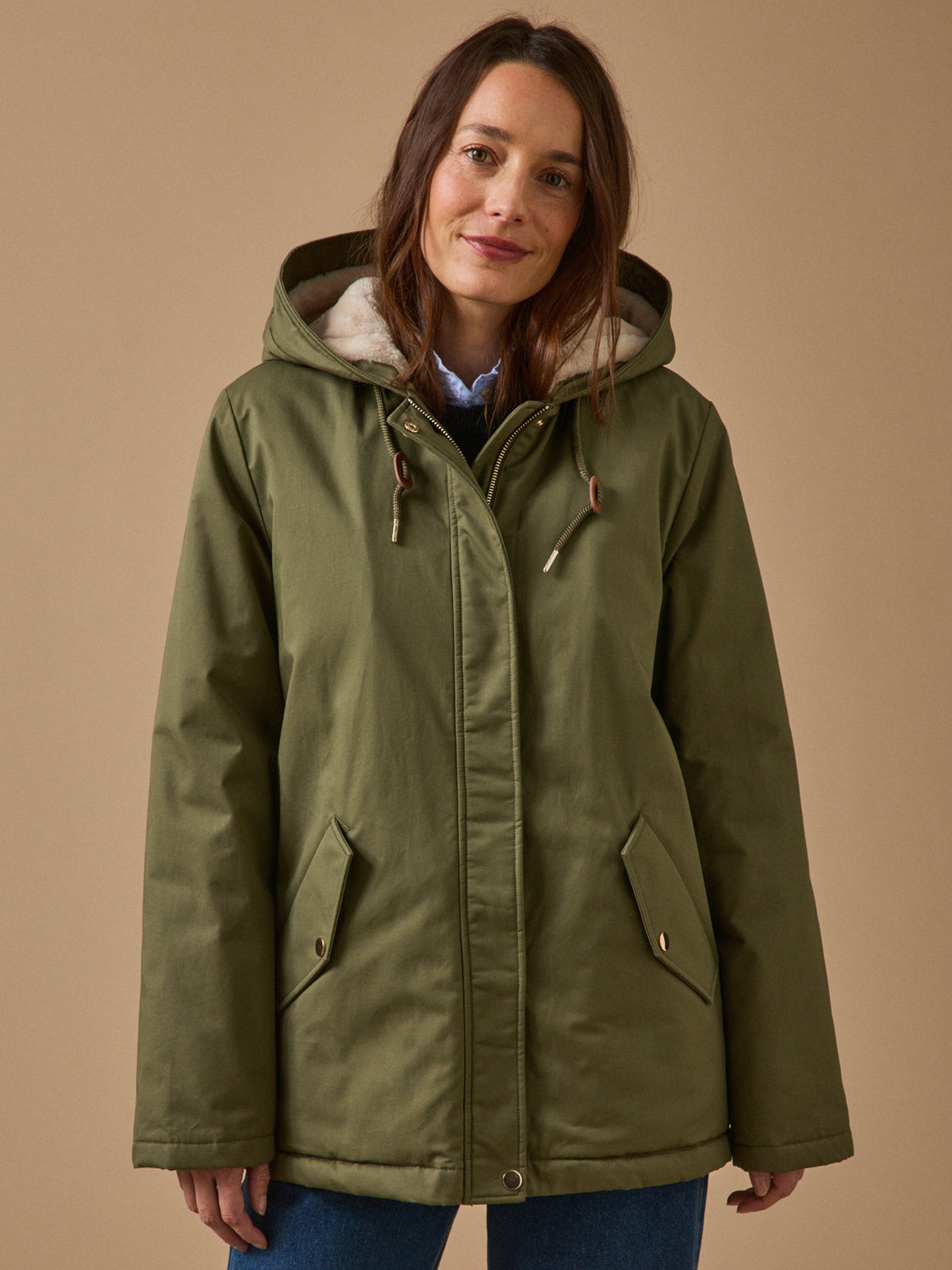 Parka courte femme doublée imitation fourrure