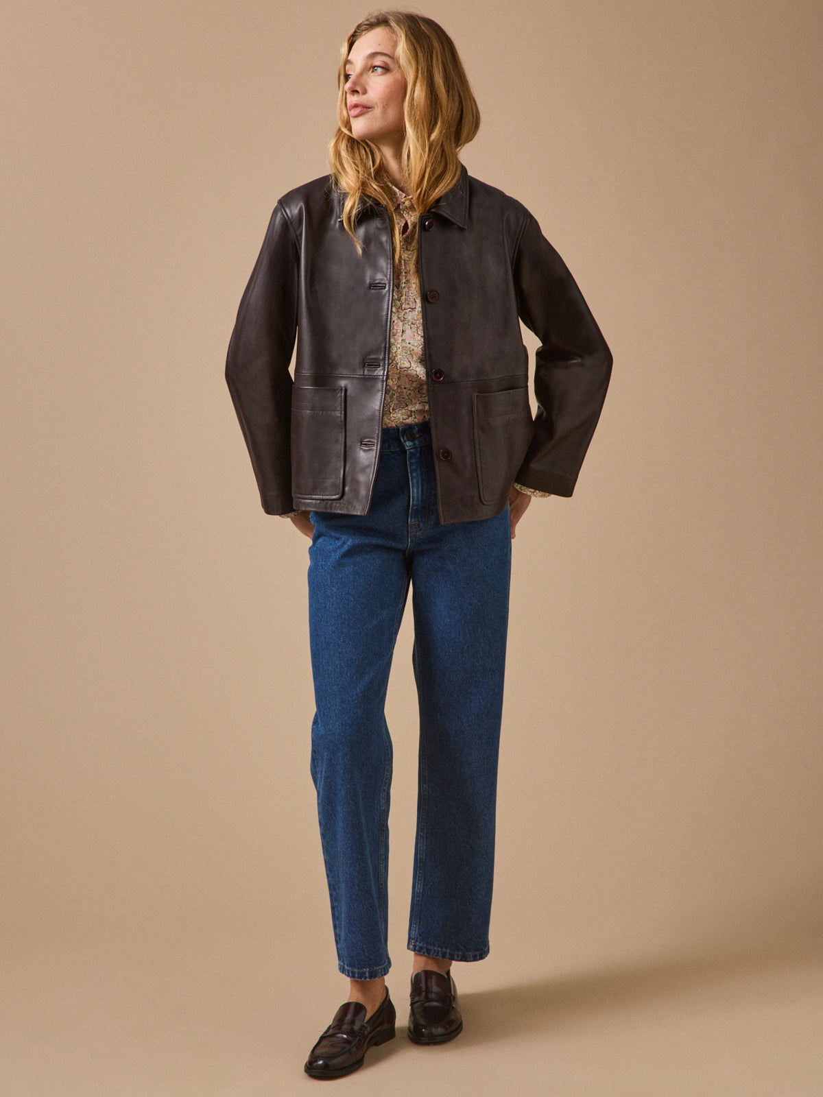 Veste en cuir femme