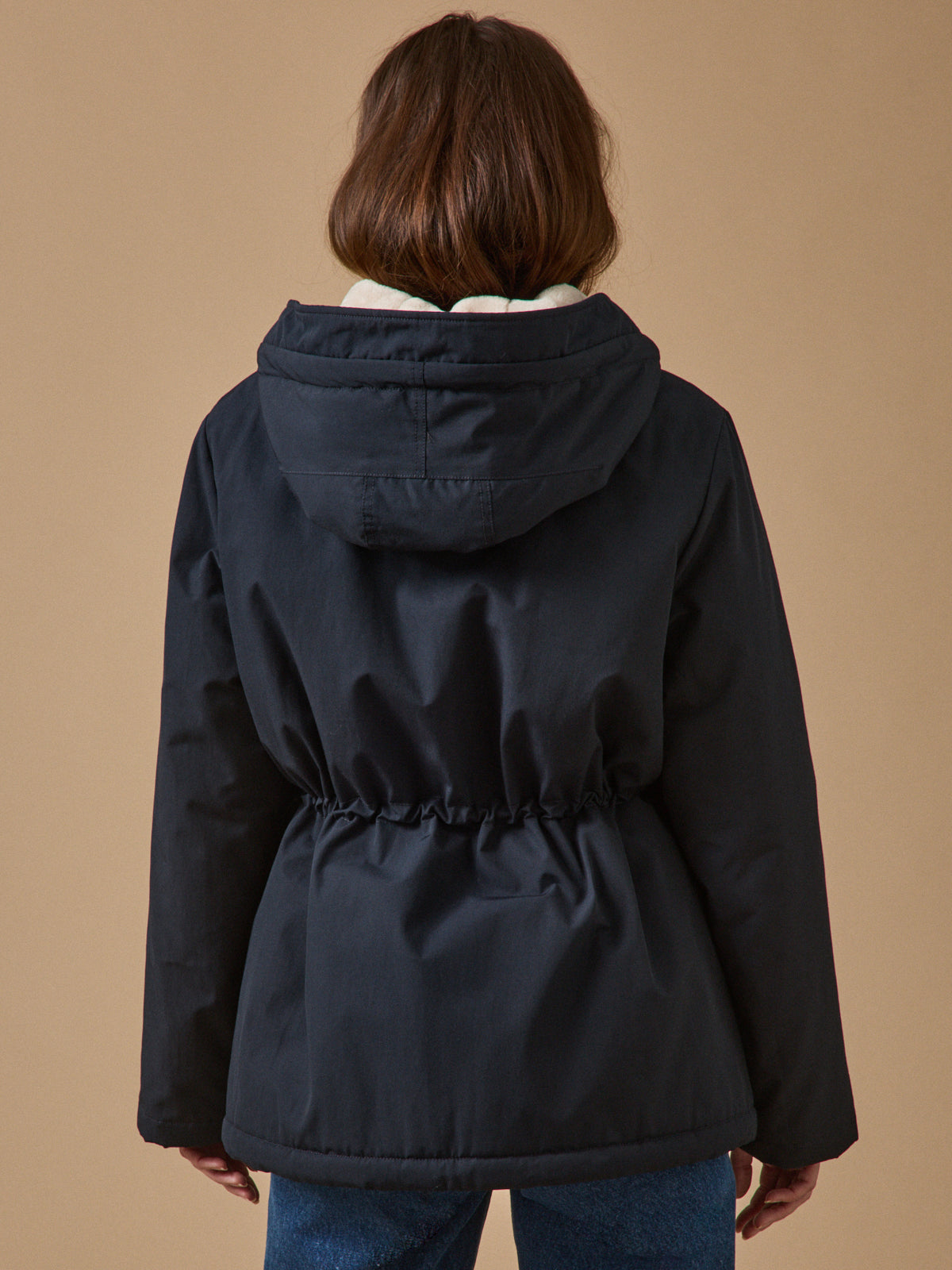 Parka courte femme doublée imitation fourrure