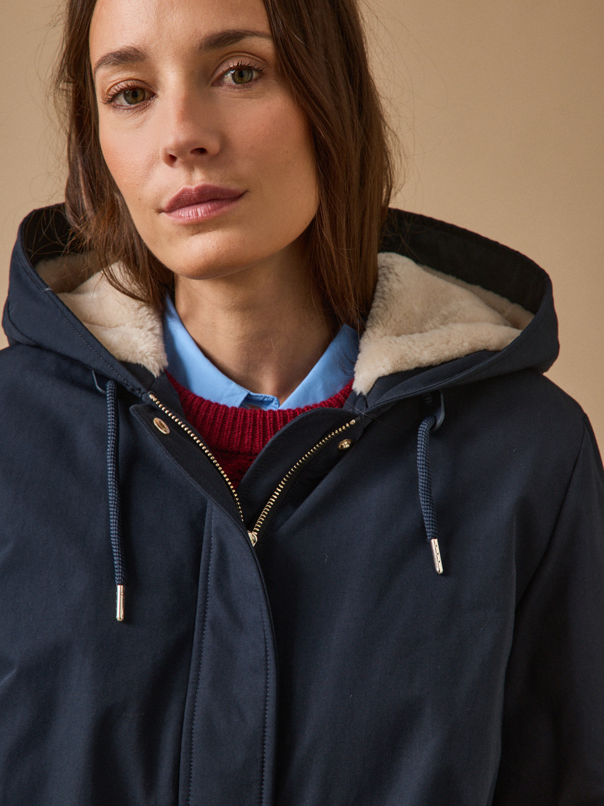 Parka courte femme doublée imitation fourrure