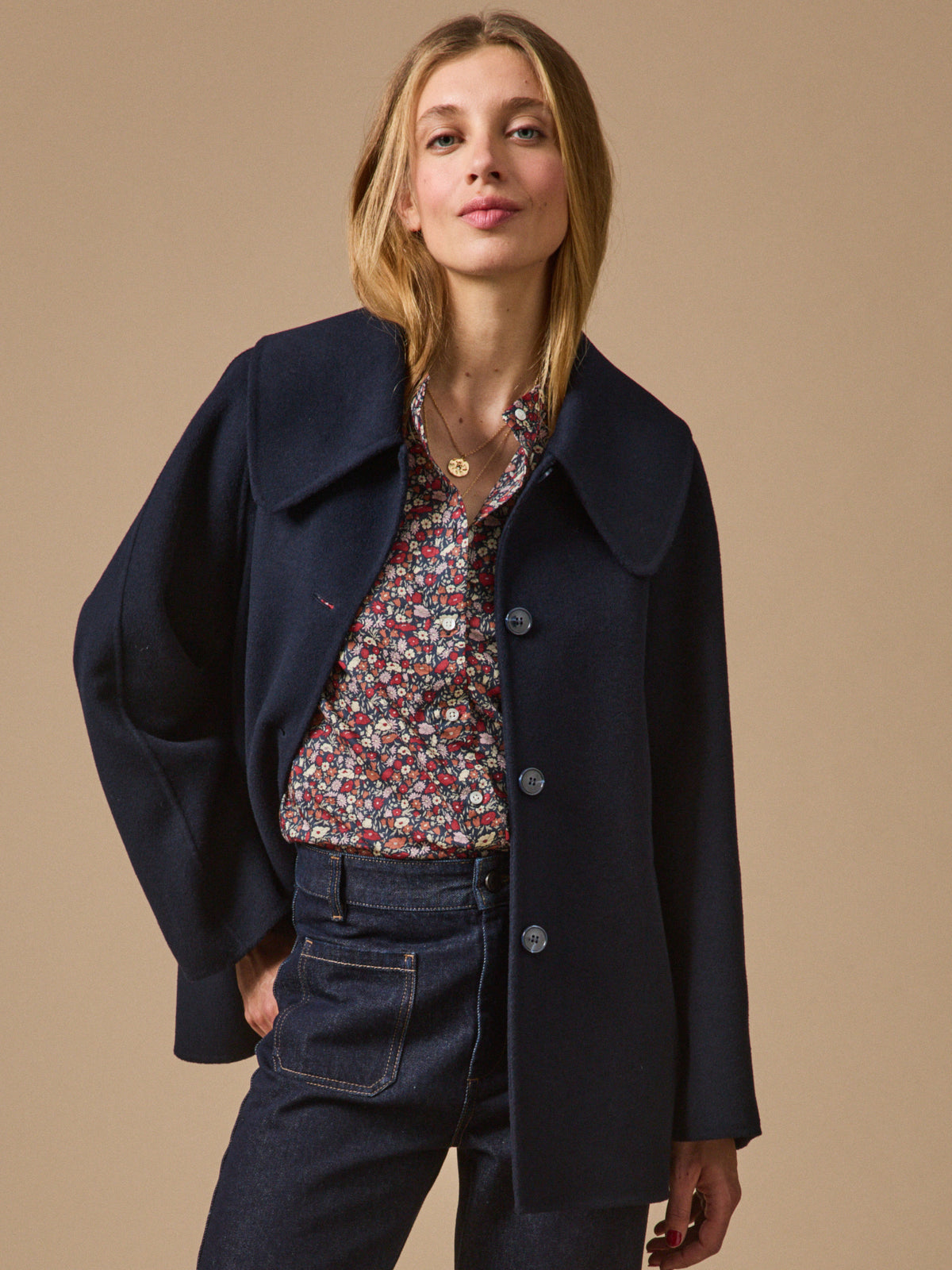 Manteau lainage double face femme