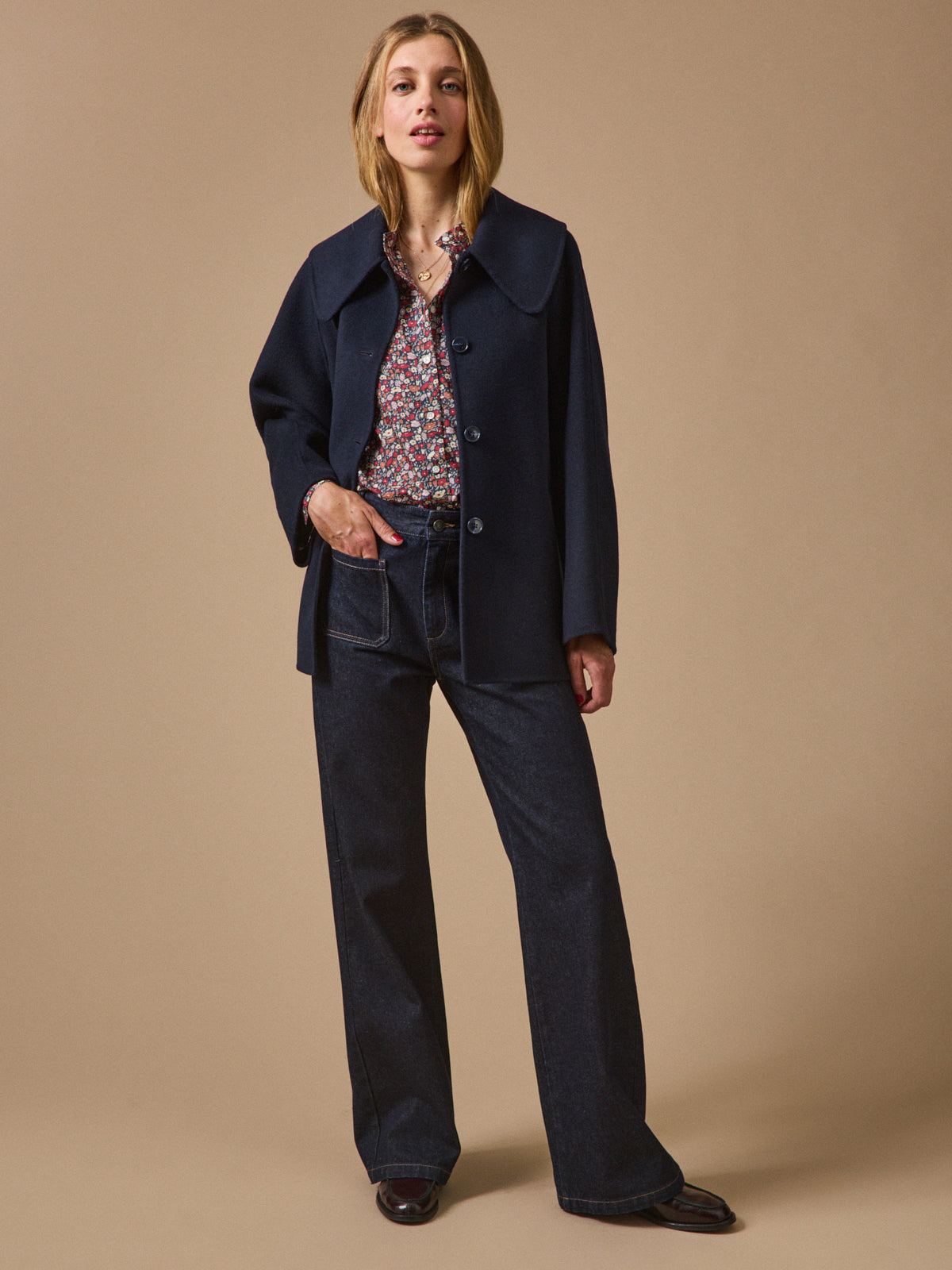 Manteau lainage double face femme