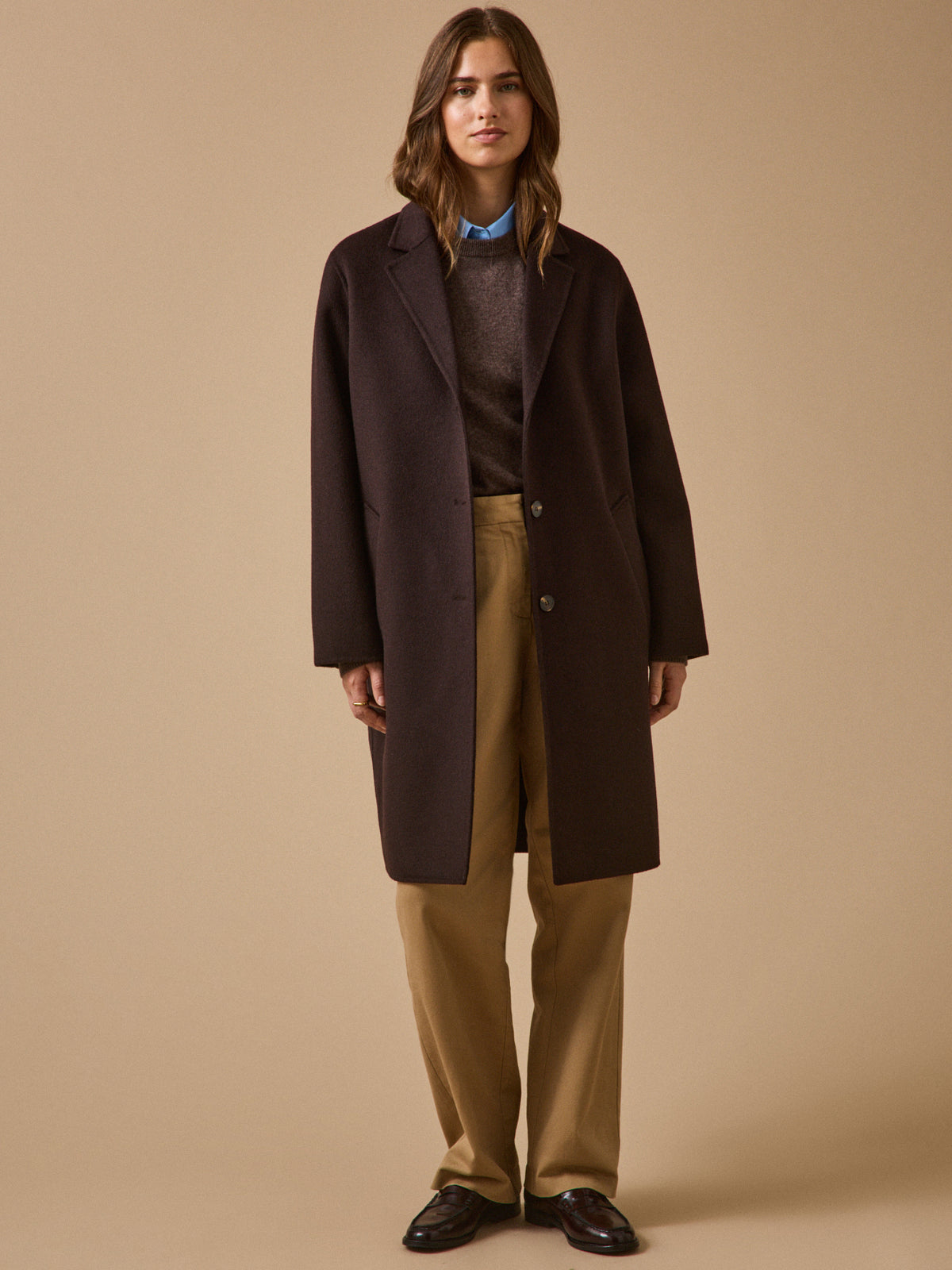 Manteau mi-long lainage double face femme