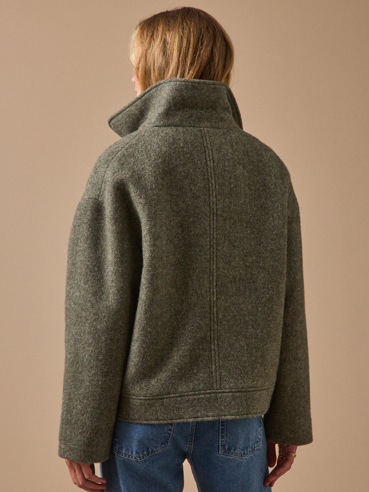 Manteau court lainage chevrons femme
