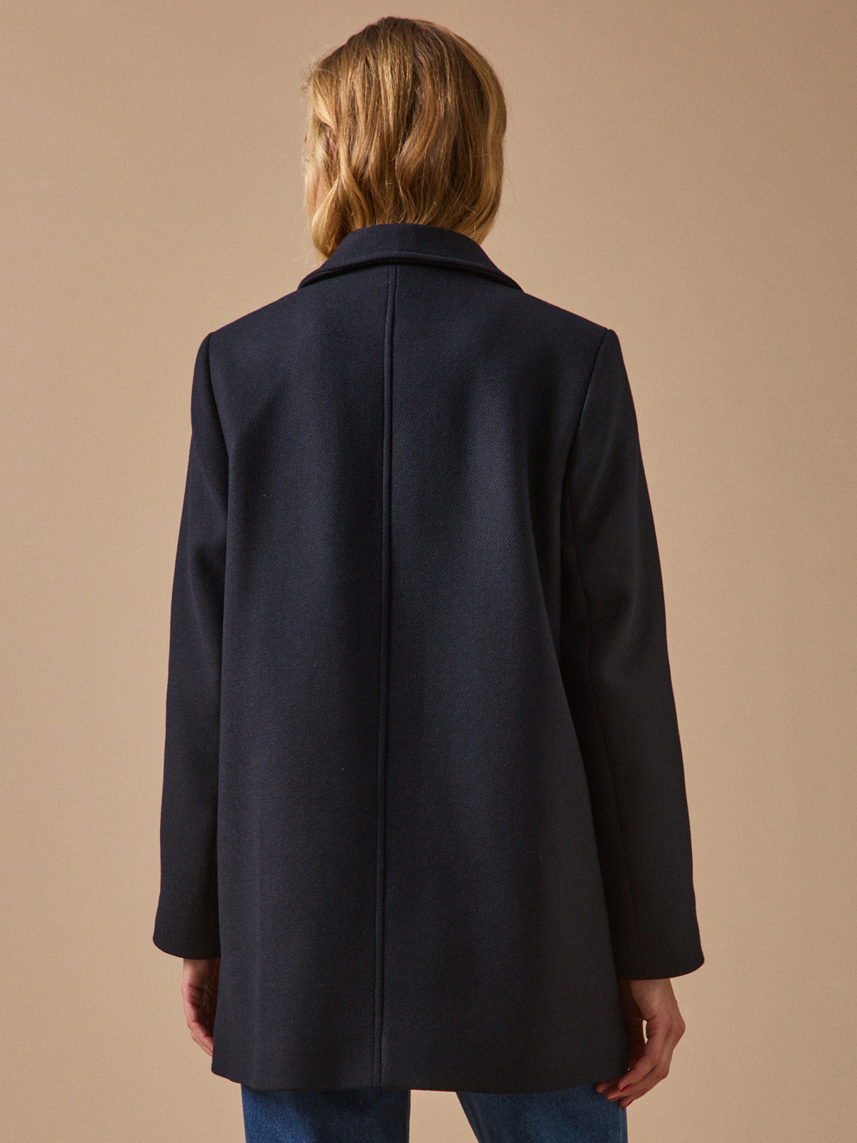 Manteau droit lainage uni femme