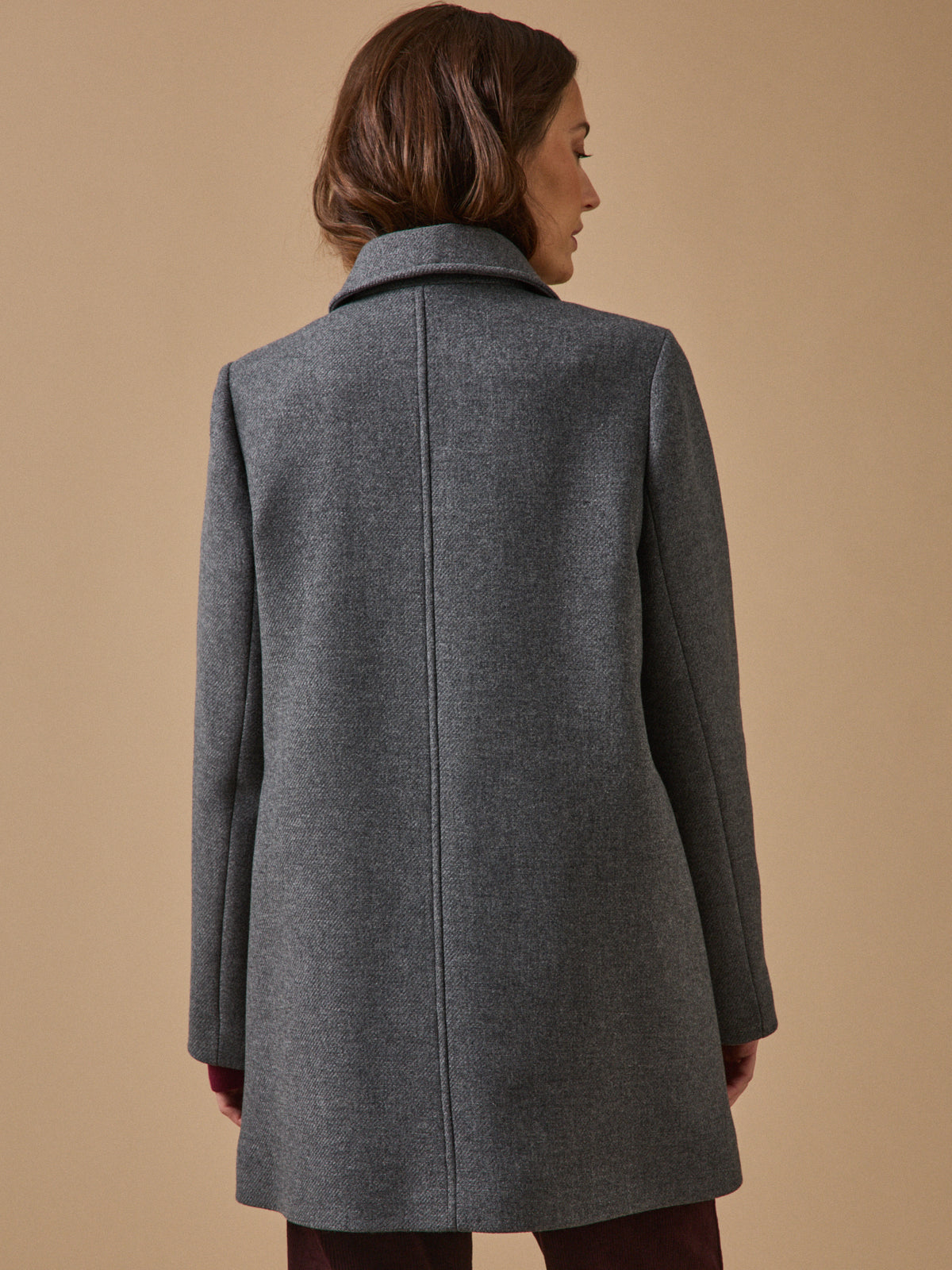 Manteau droit lainage uni femme