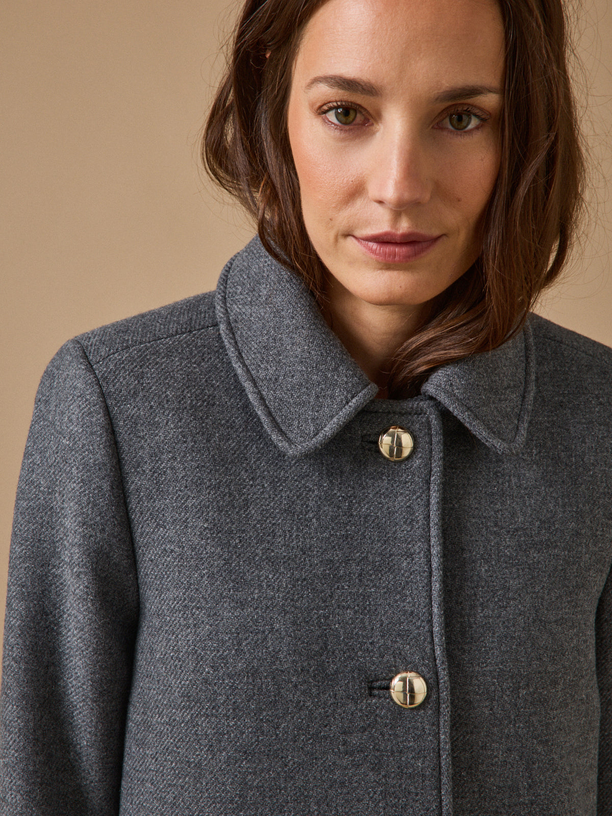 Manteau droit lainage uni femme