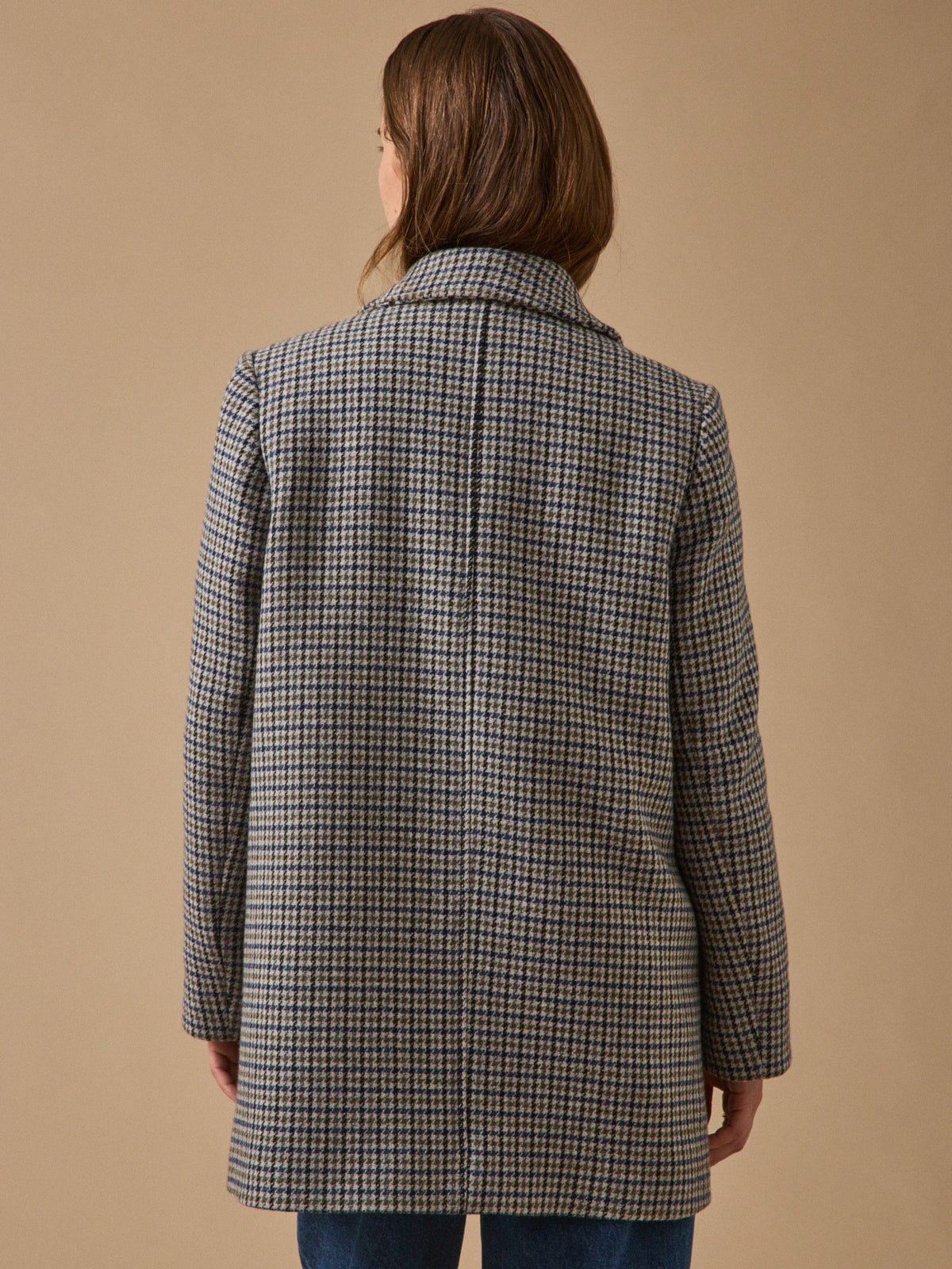 Manteau lainage pied-de-poule femme