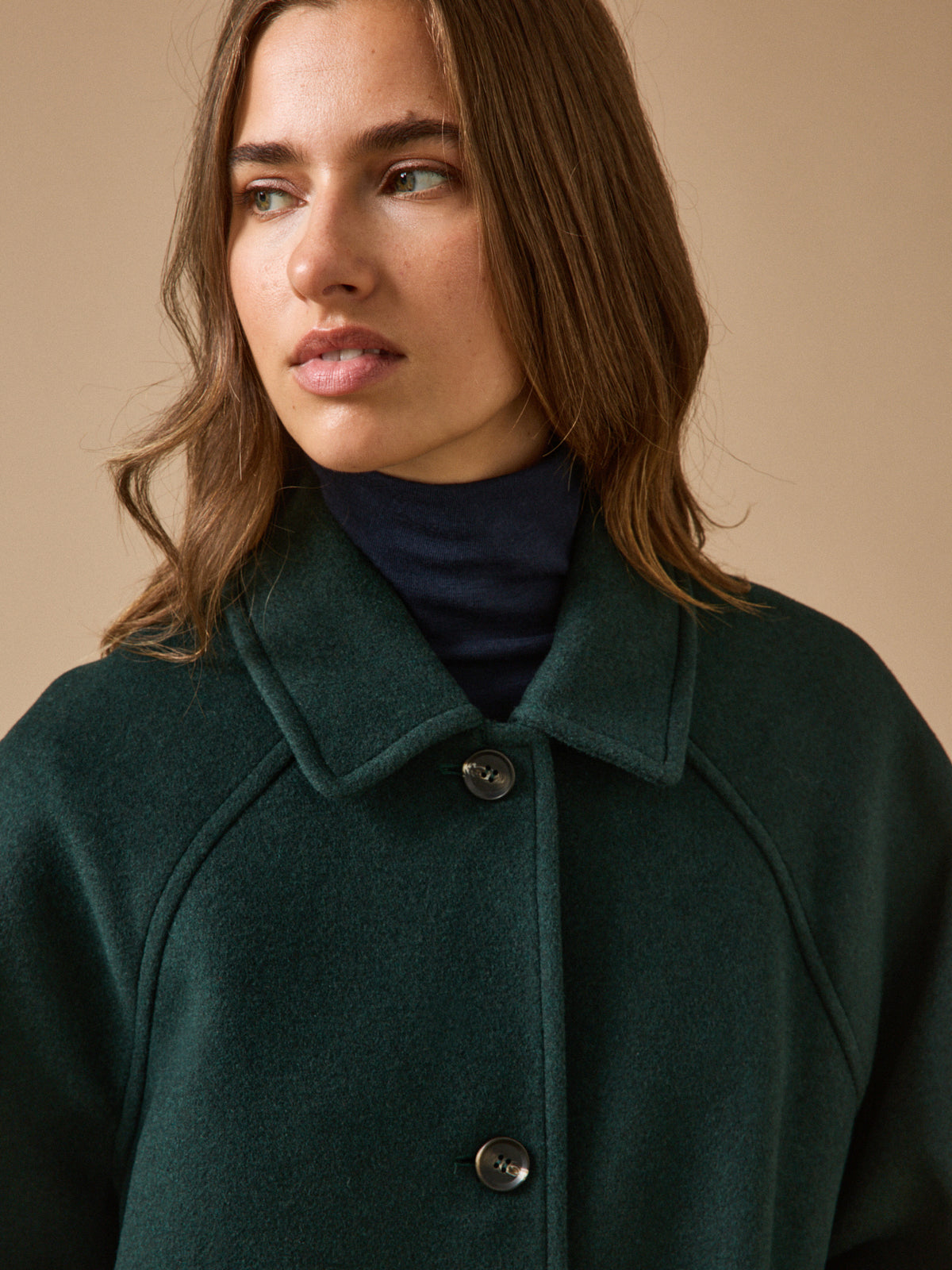 Manteau mi-long lainage uni femme