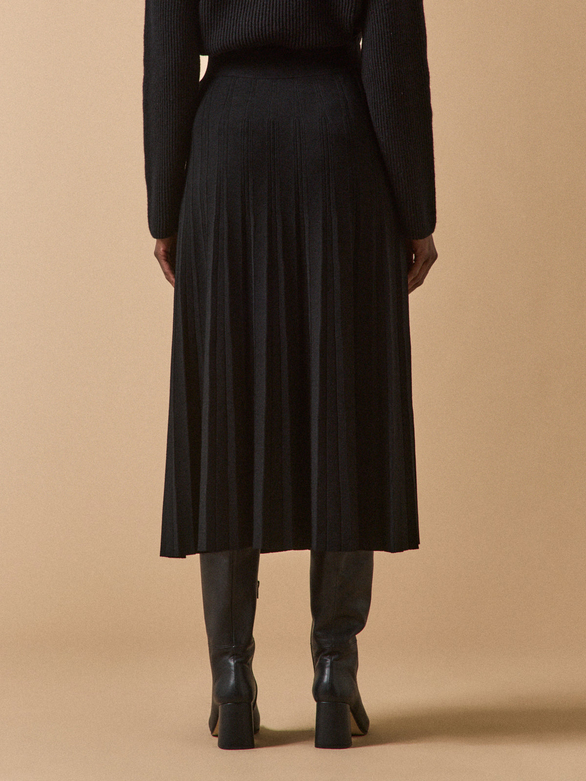 Jupe mi-longue maille plissée femme