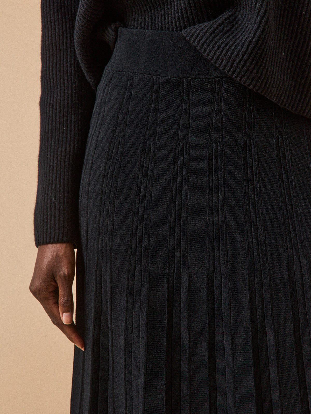 Jupe mi-longue maille plissée femme