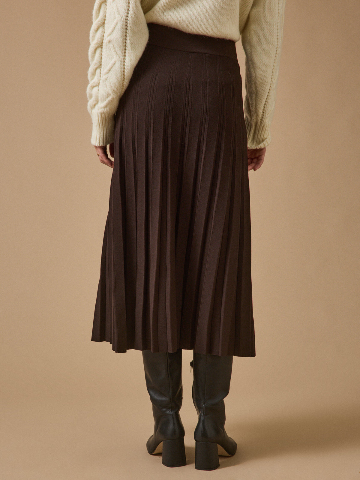 Jupe mi-longue maille plissée femme