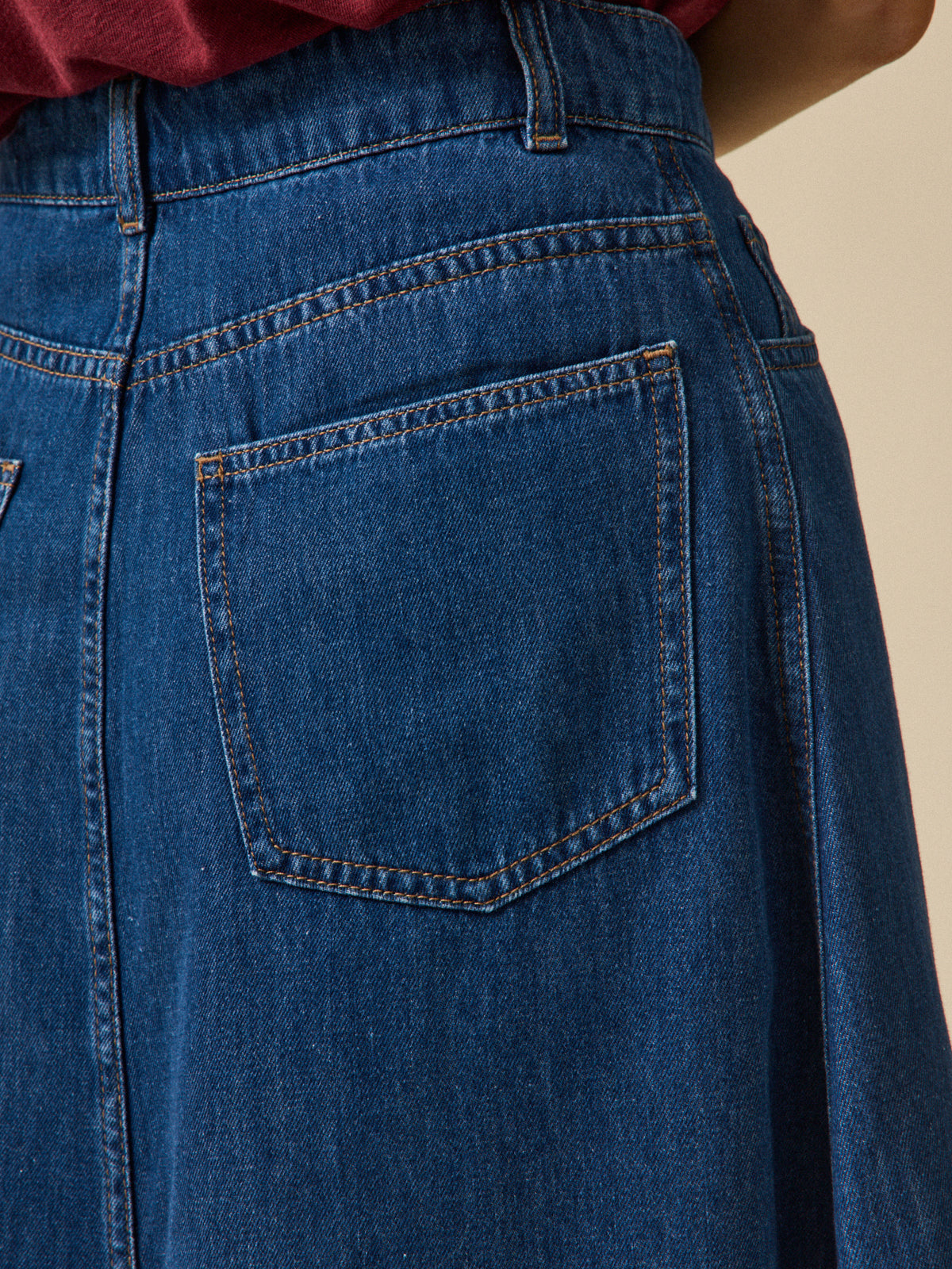 Jupe mi-longue jean femme coton biologique