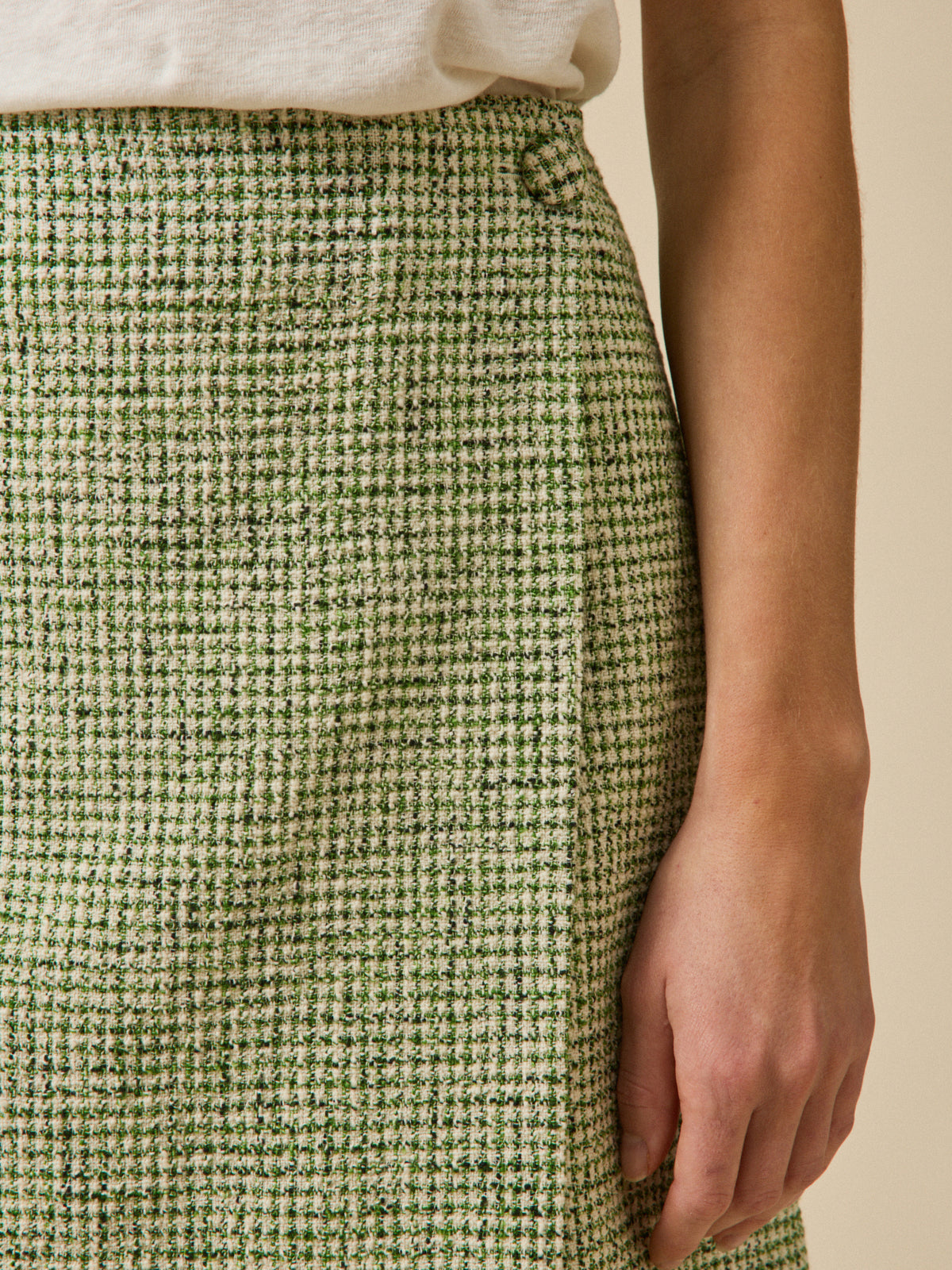 Jupe courte portefeuille tweed carreaux femme