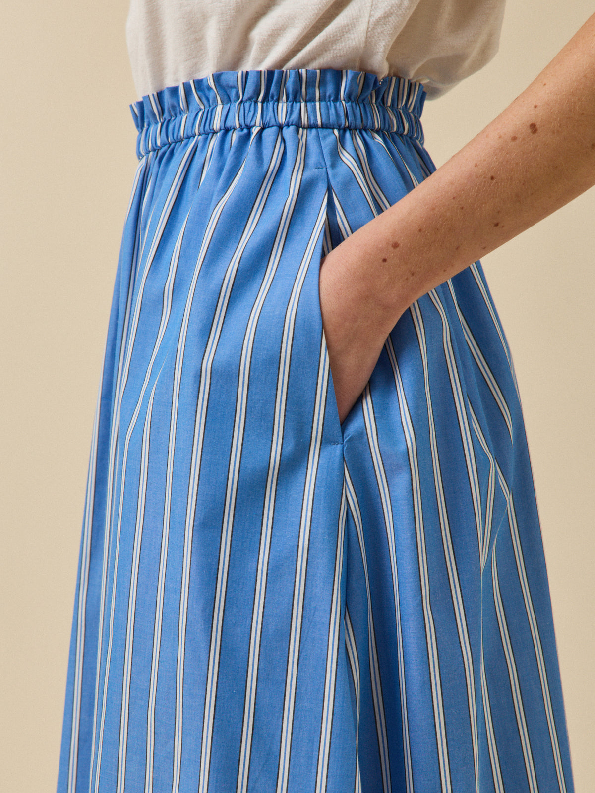 Jupe longue coton rayé femme