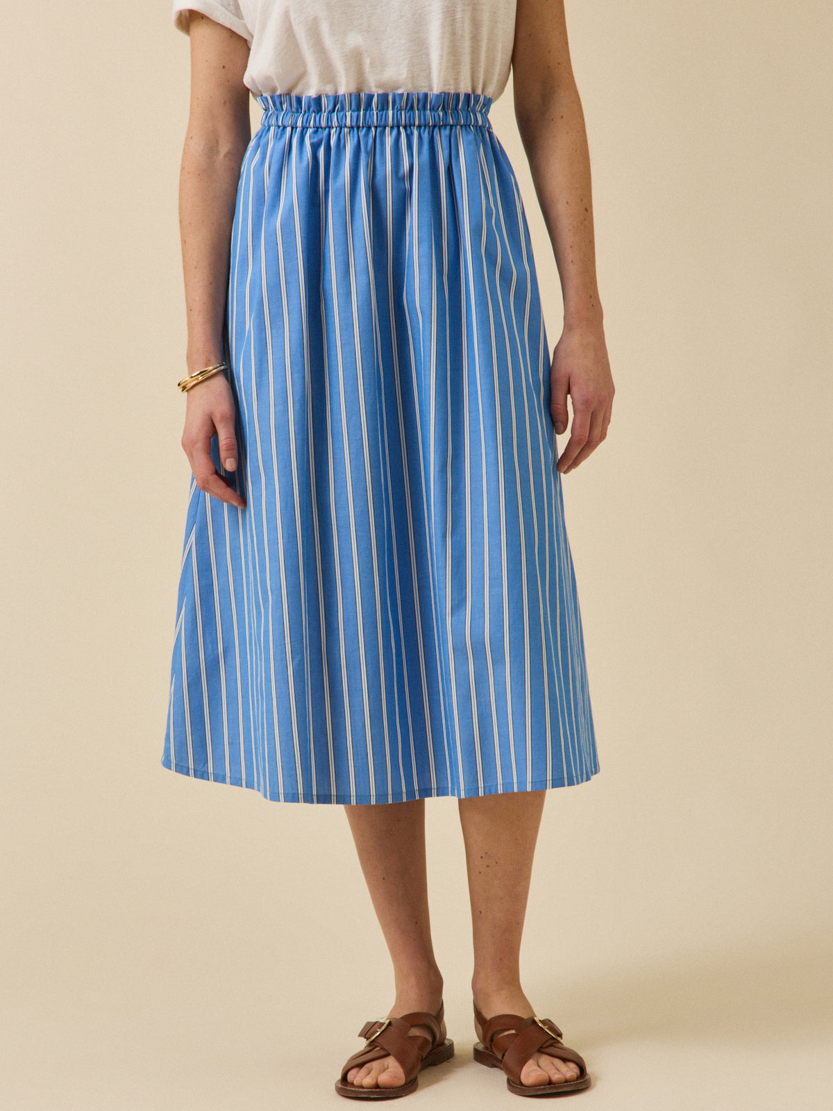 Jupe longue coton rayé femme