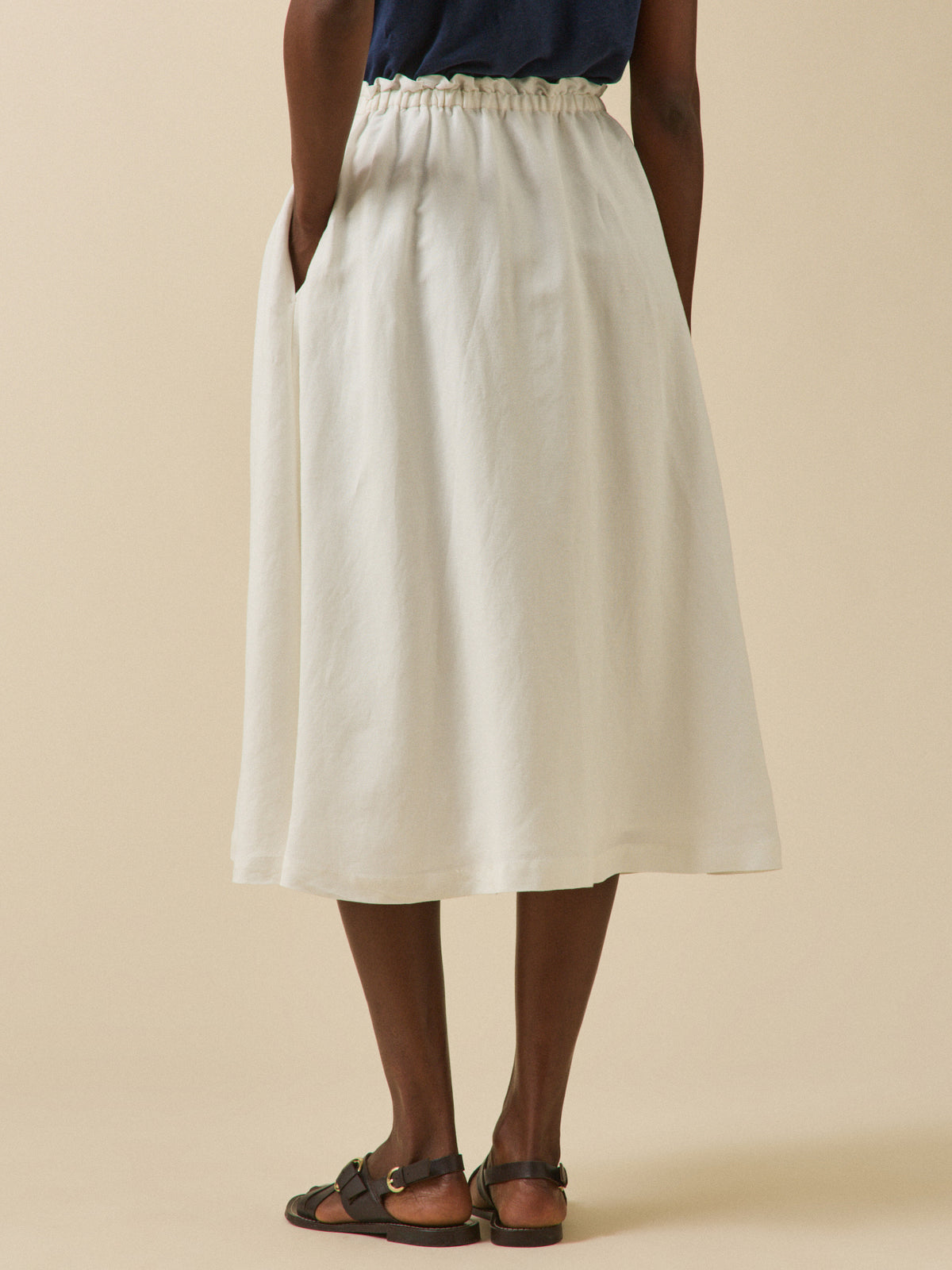 Jupe mi-longue lin et viscose femme
