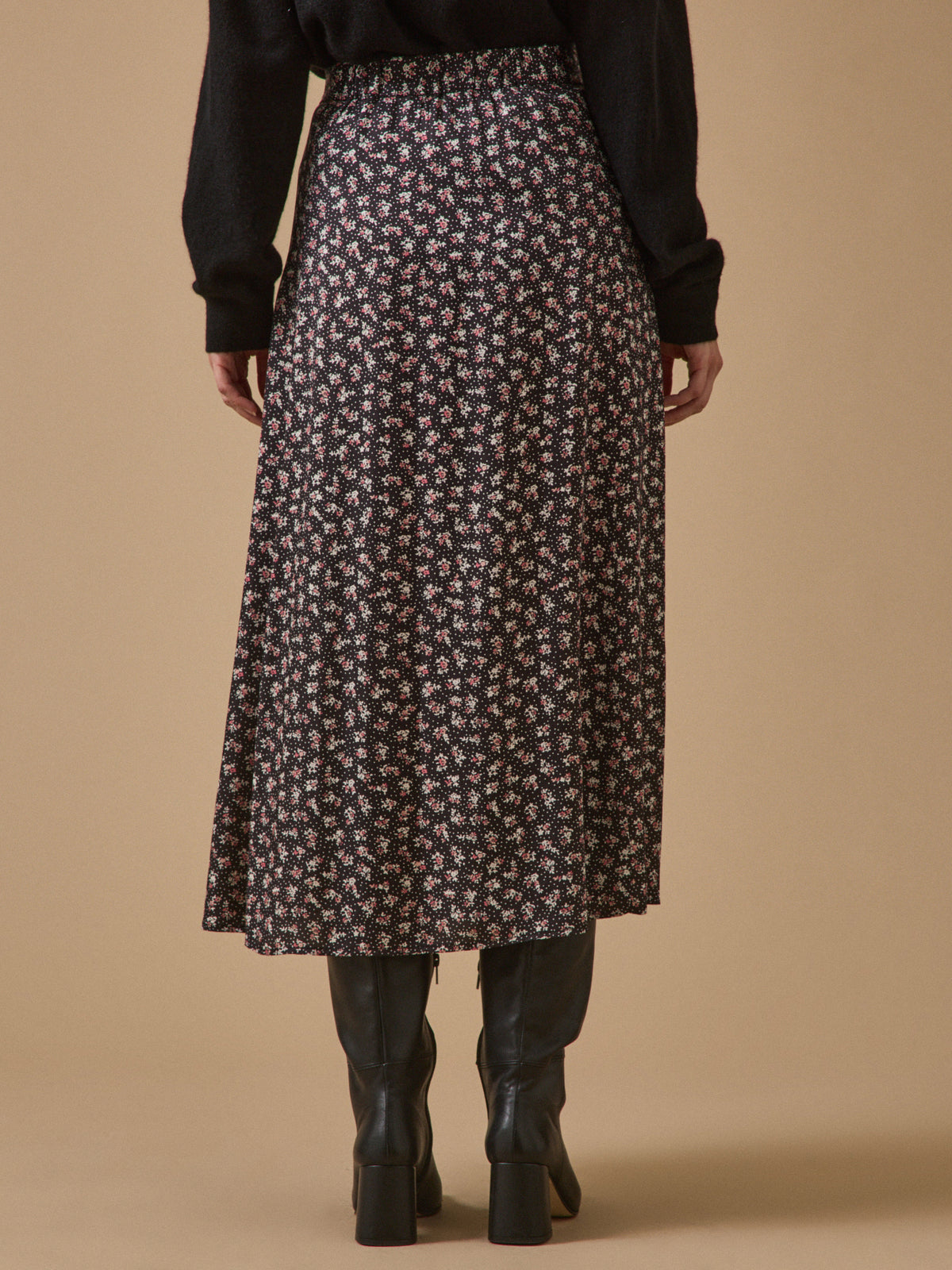 Jupe mi-longue femme imprimé Fleurs confettis