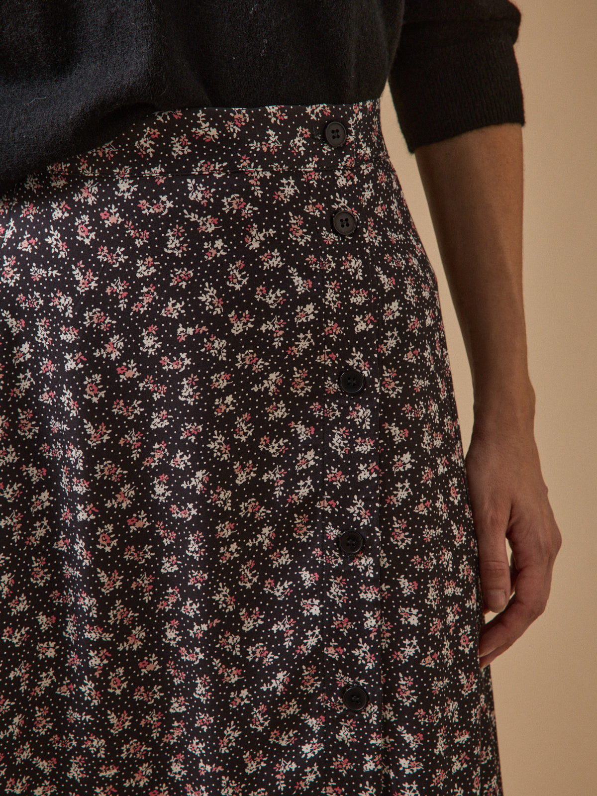 Jupe mi-longue femme imprimé Fleurs confettis