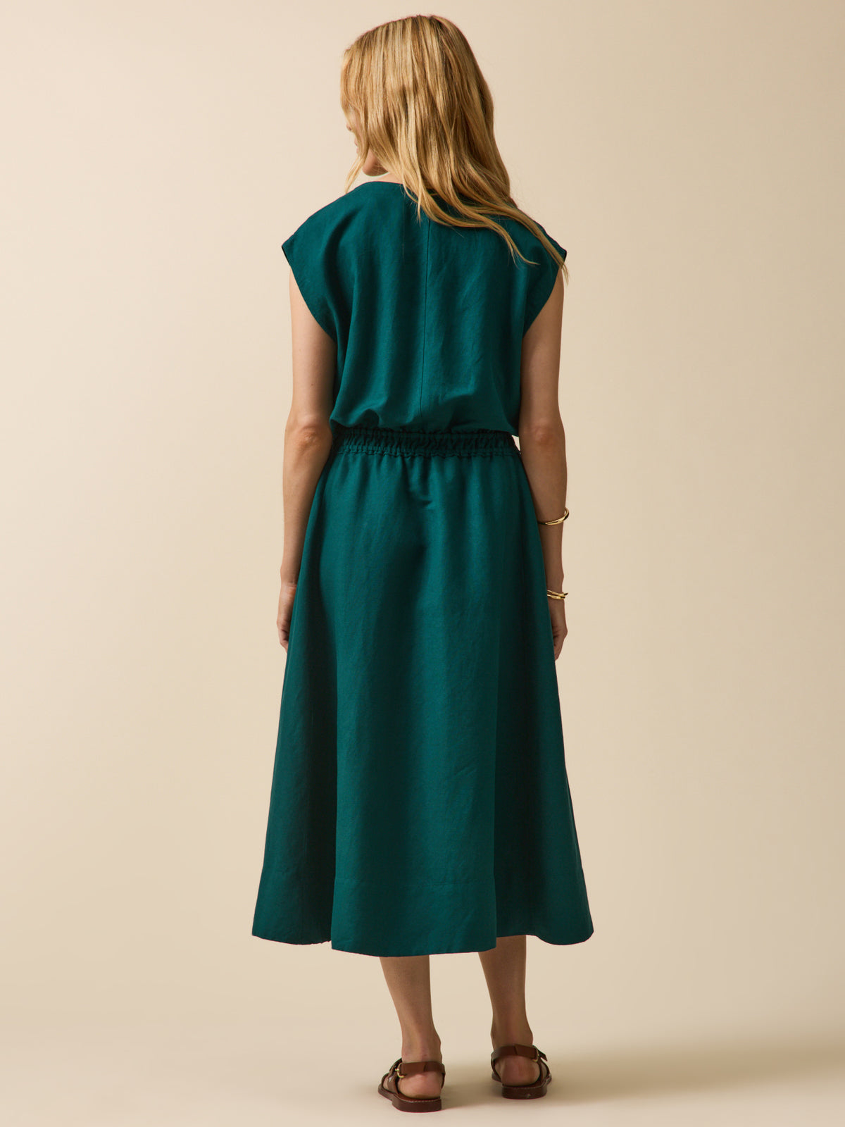 Robe sans manches lin et viscose femme