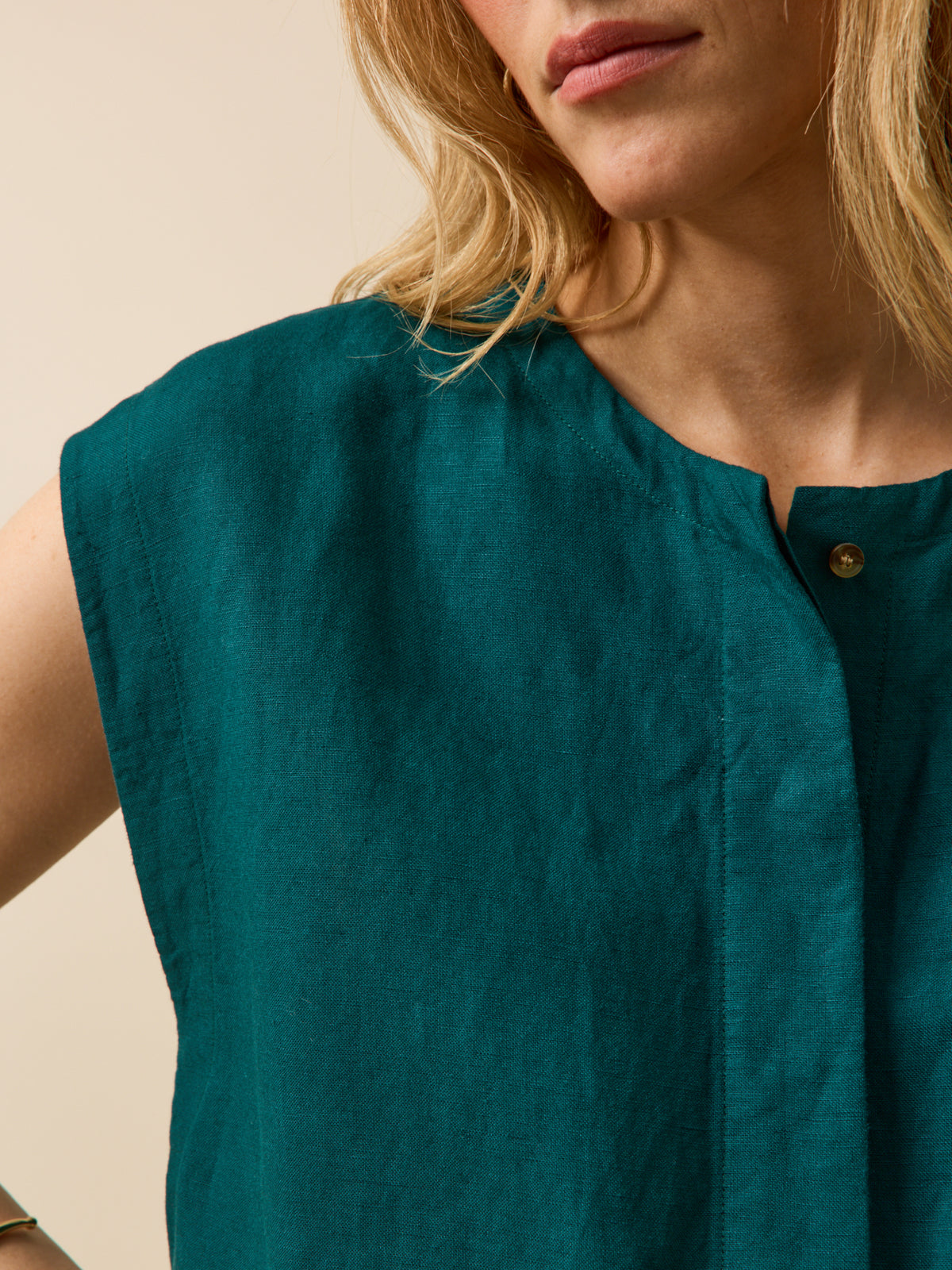 Robe sans manches lin et viscose femme