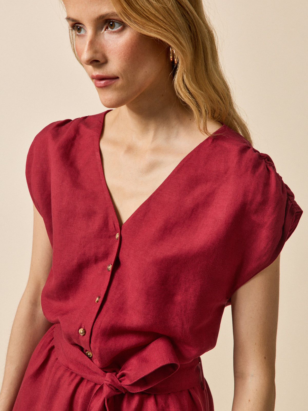 Robe sans manches lin et viscose femme
