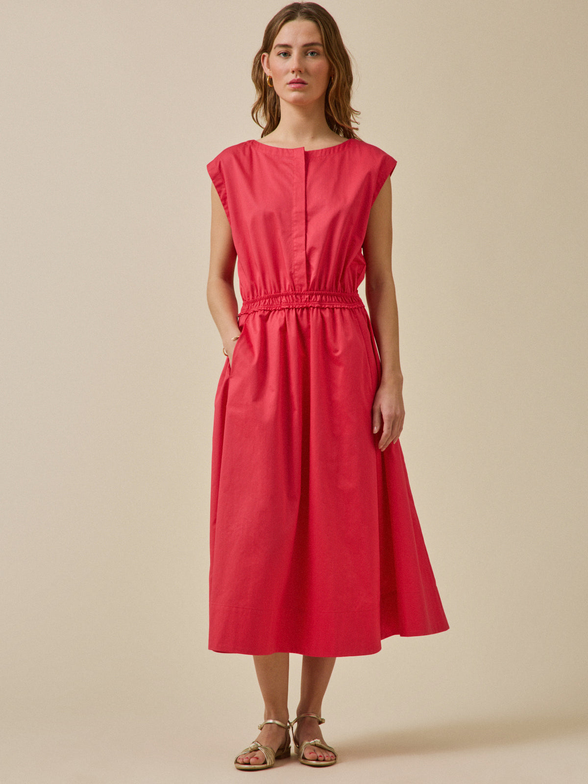 Robe longue cérémonie femme popeline satinée
