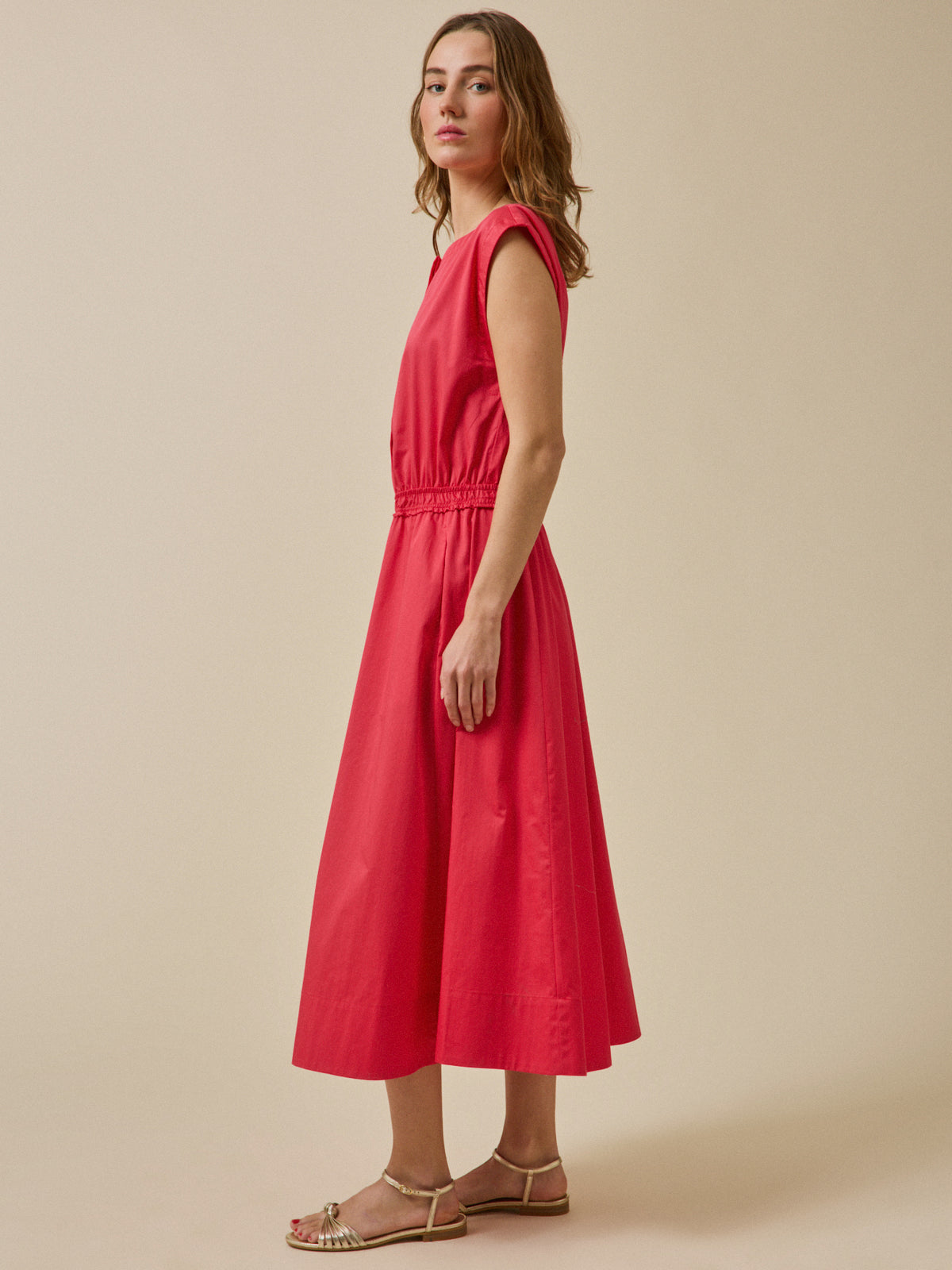Robe longue cérémonie femme popeline satinée
