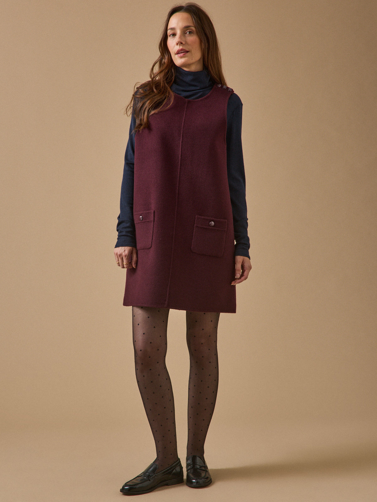Robe courte lainage double face femme